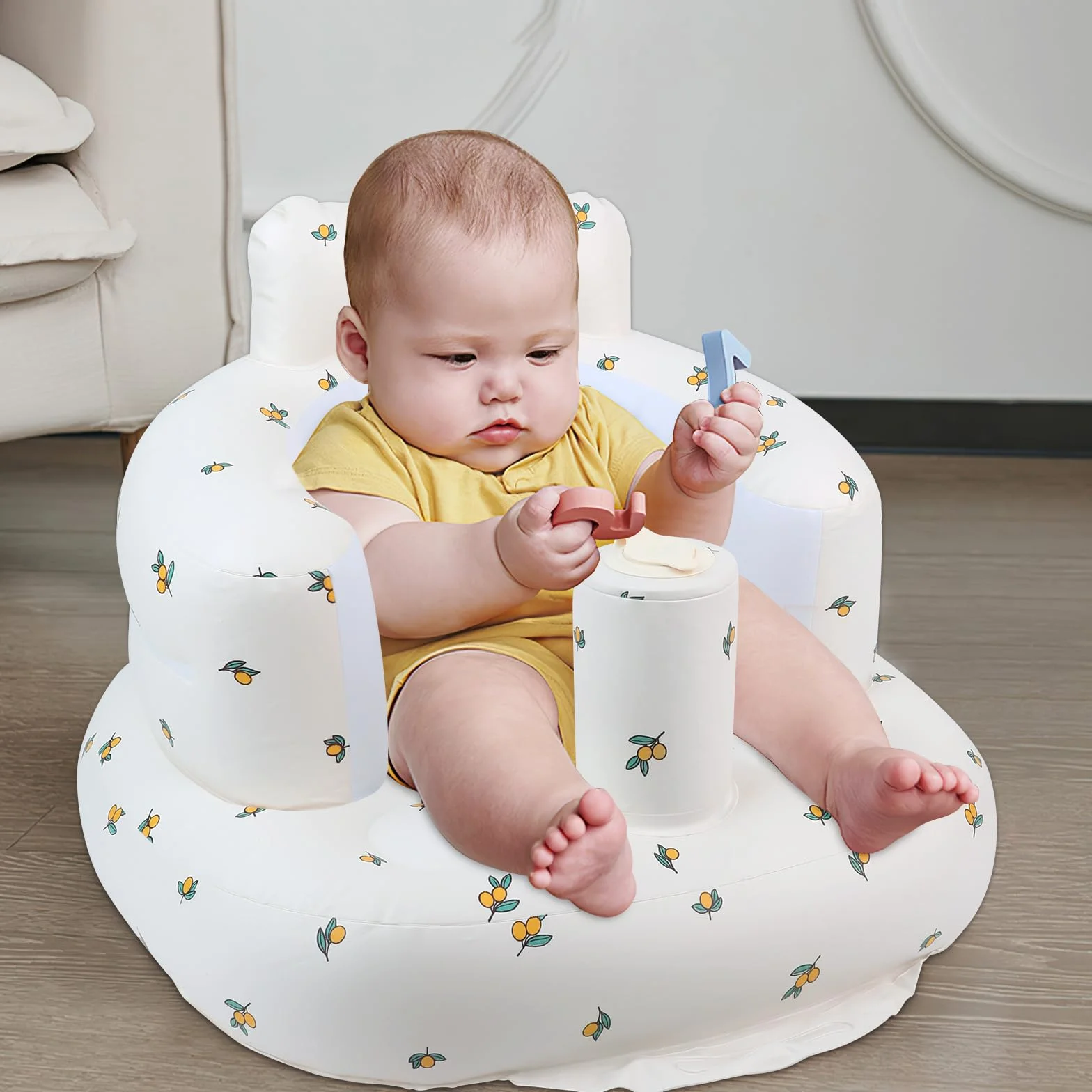 EKEPE Siège gonflable bébé 3 mois avec pompe à air intégrée Oliver Flower