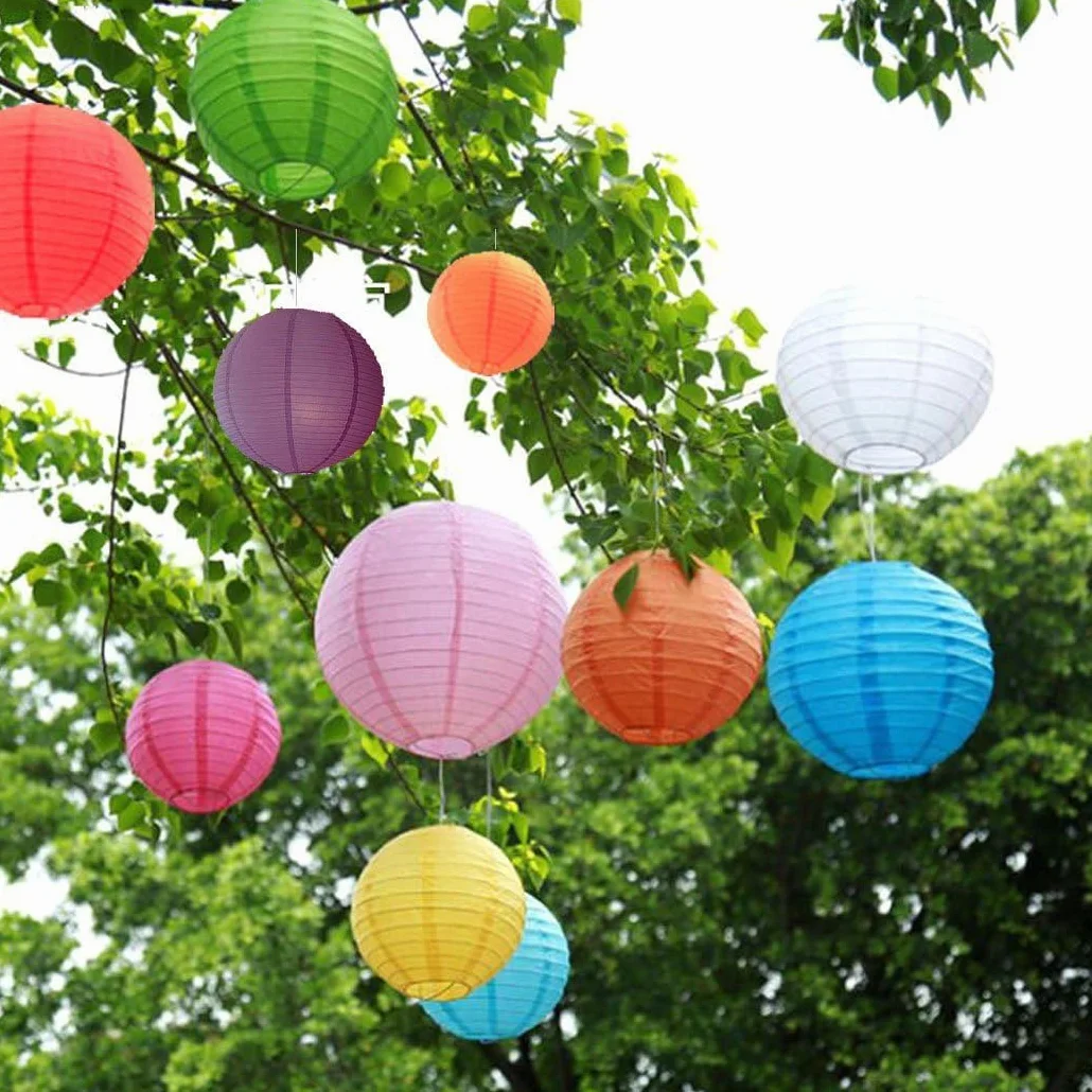 Lanterne en Papier Blanc Lot de 10 Rondes Suspension pour Mariage Décoration de Jardin