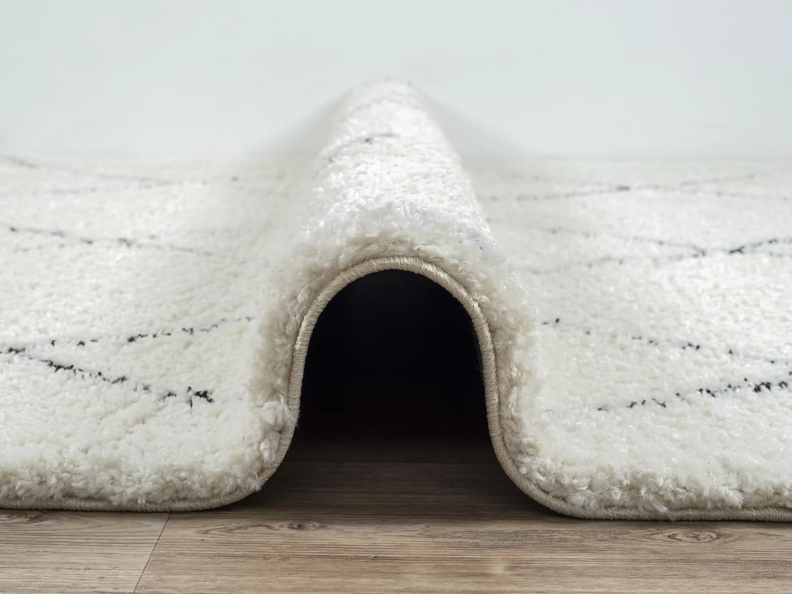 Bahar Shaggy Tapis de Salon à Poils Longs 160 x 230 cm Crème/Noir