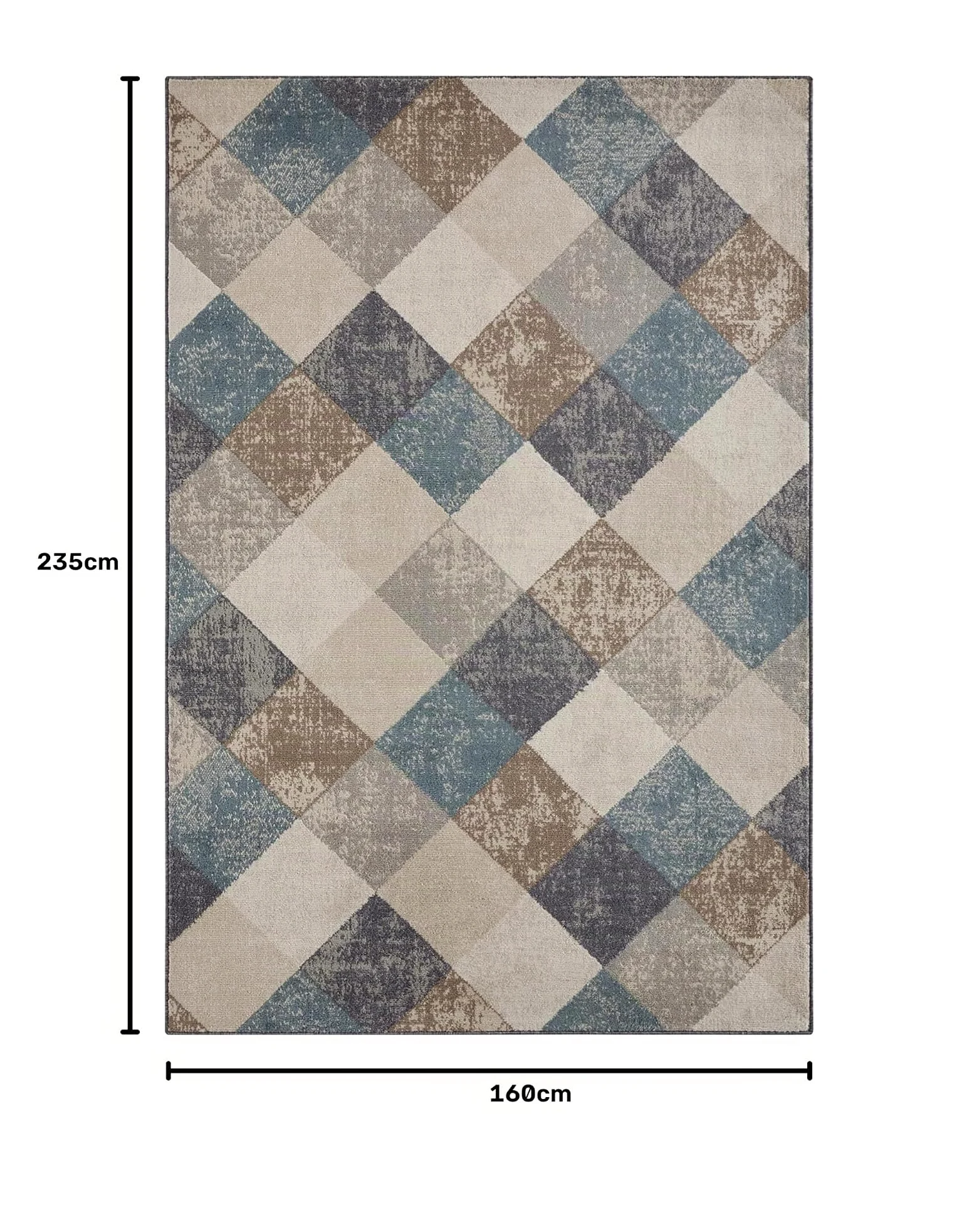 Hanse Home Bakke Tapis Design de Salon à Poils Courts Moderne, Motif géométrique à Losanges, Tissage Plat pour Salle à Manger, Chambre d'enfant, Chambre d'adolescent, Couloir, Cuisine, crème, 160 x