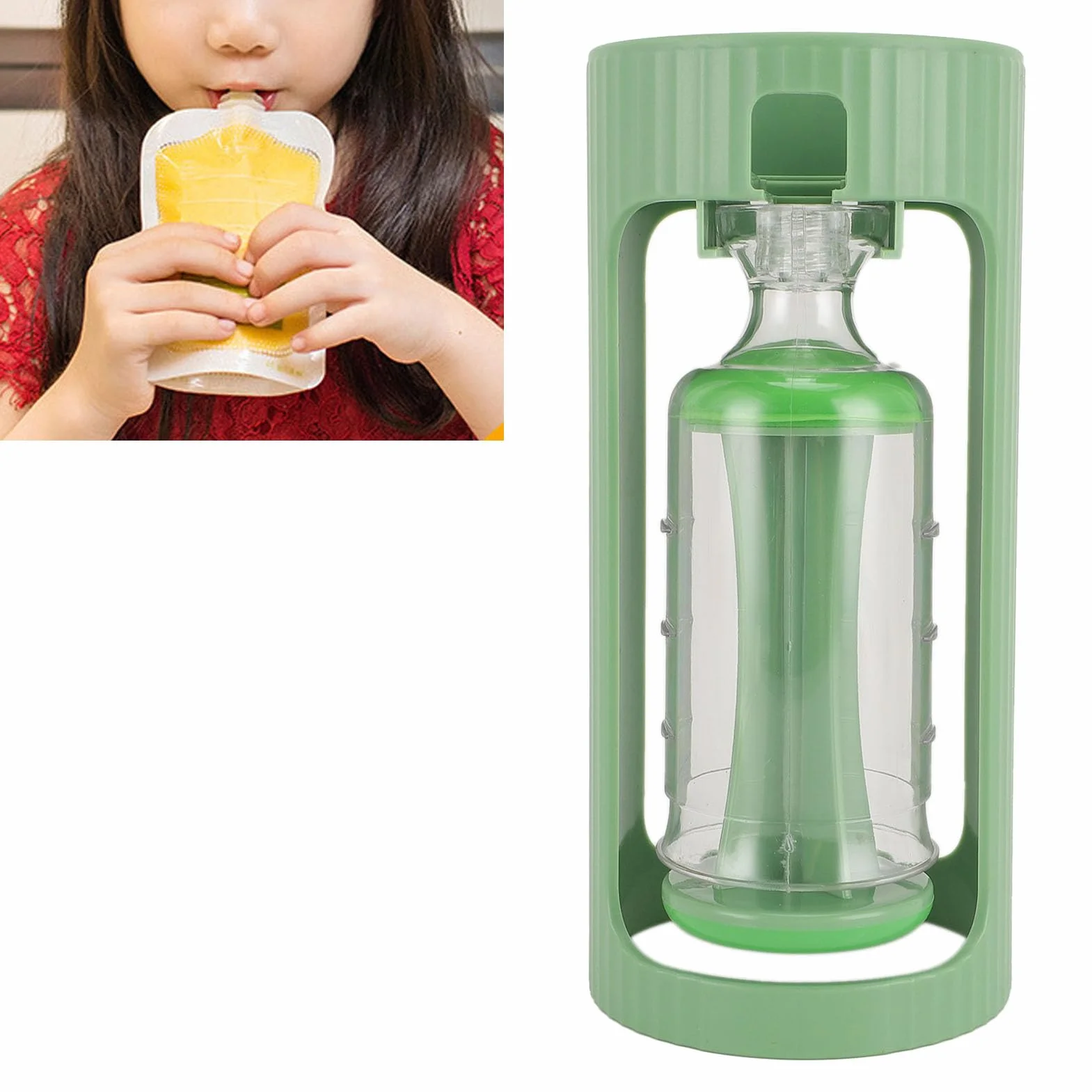 Station de Pressage de Purée de Fruits pour Aliments Faits Maison pour bébé avec 10 Sacs, Plastique Alimentaire, Vert