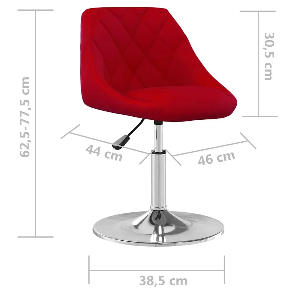Lot de 4 chaises de salle à manger pivotantes en velours rouge