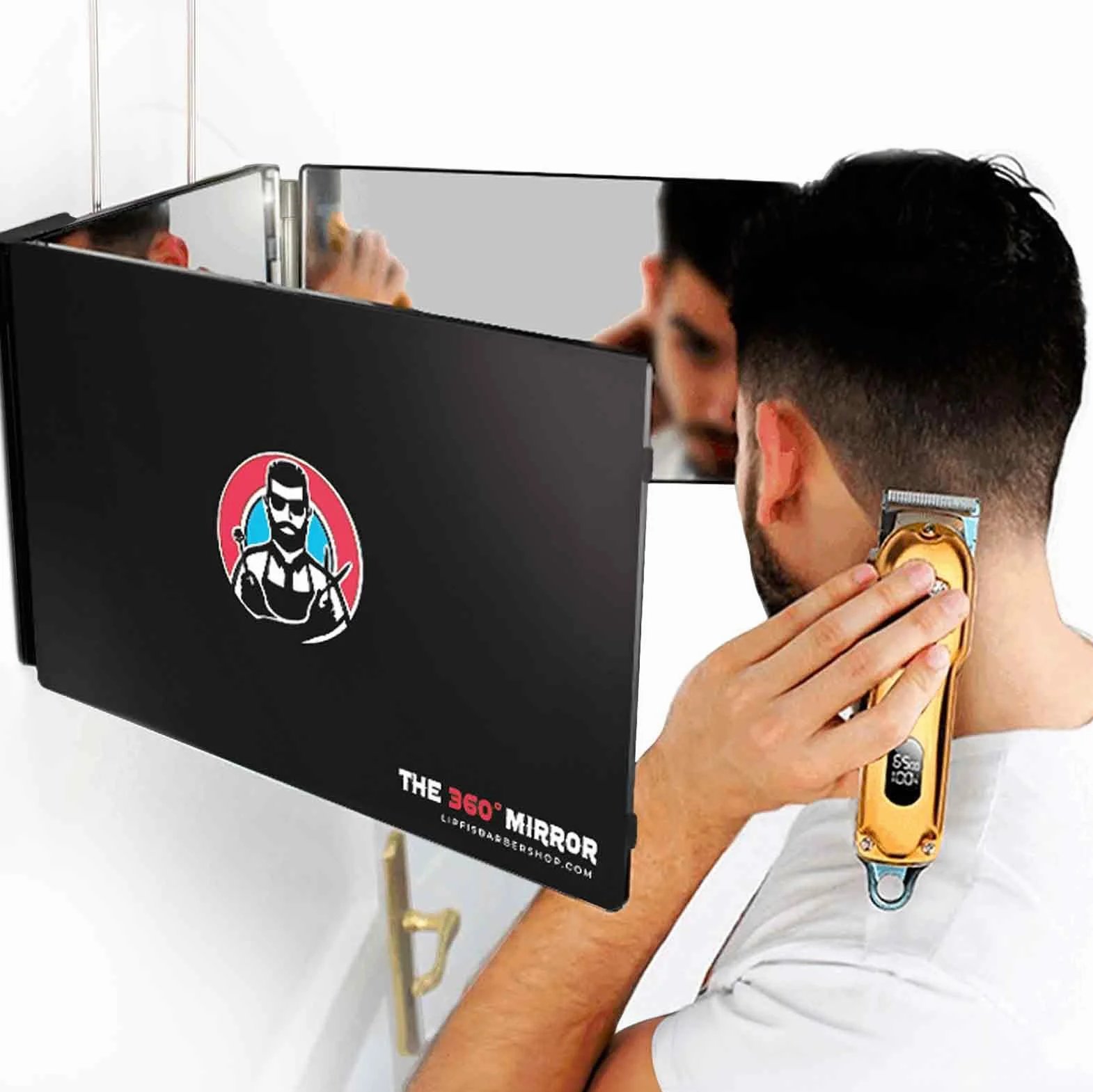 Miroir 360° 3 Faces Pliable Self Cut Mirror avec Crochets