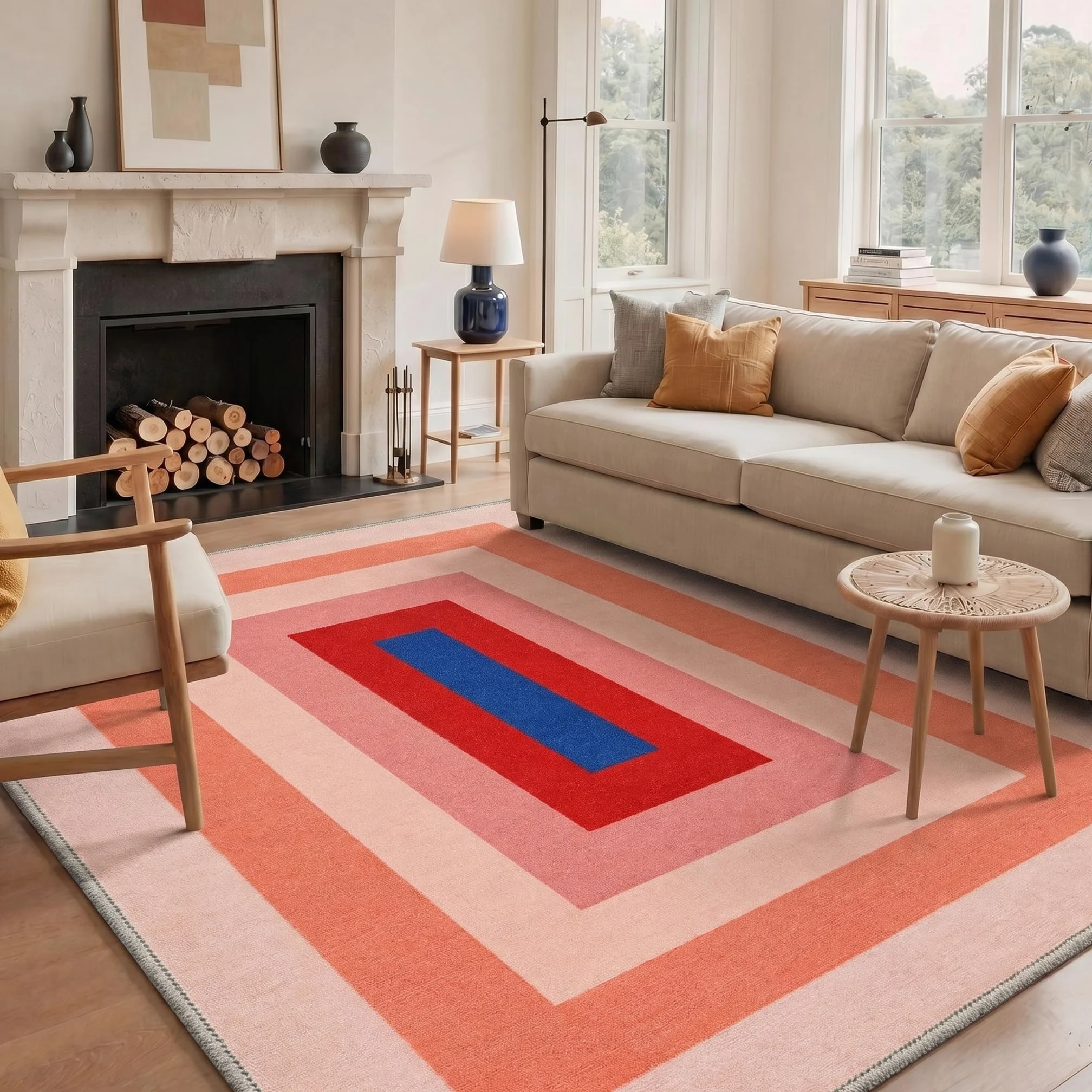 GENIMO Tapis Salon 160x230 cm - Moderne Rose - Antidérapant pour Salon ou Chambre - Rose Eclair