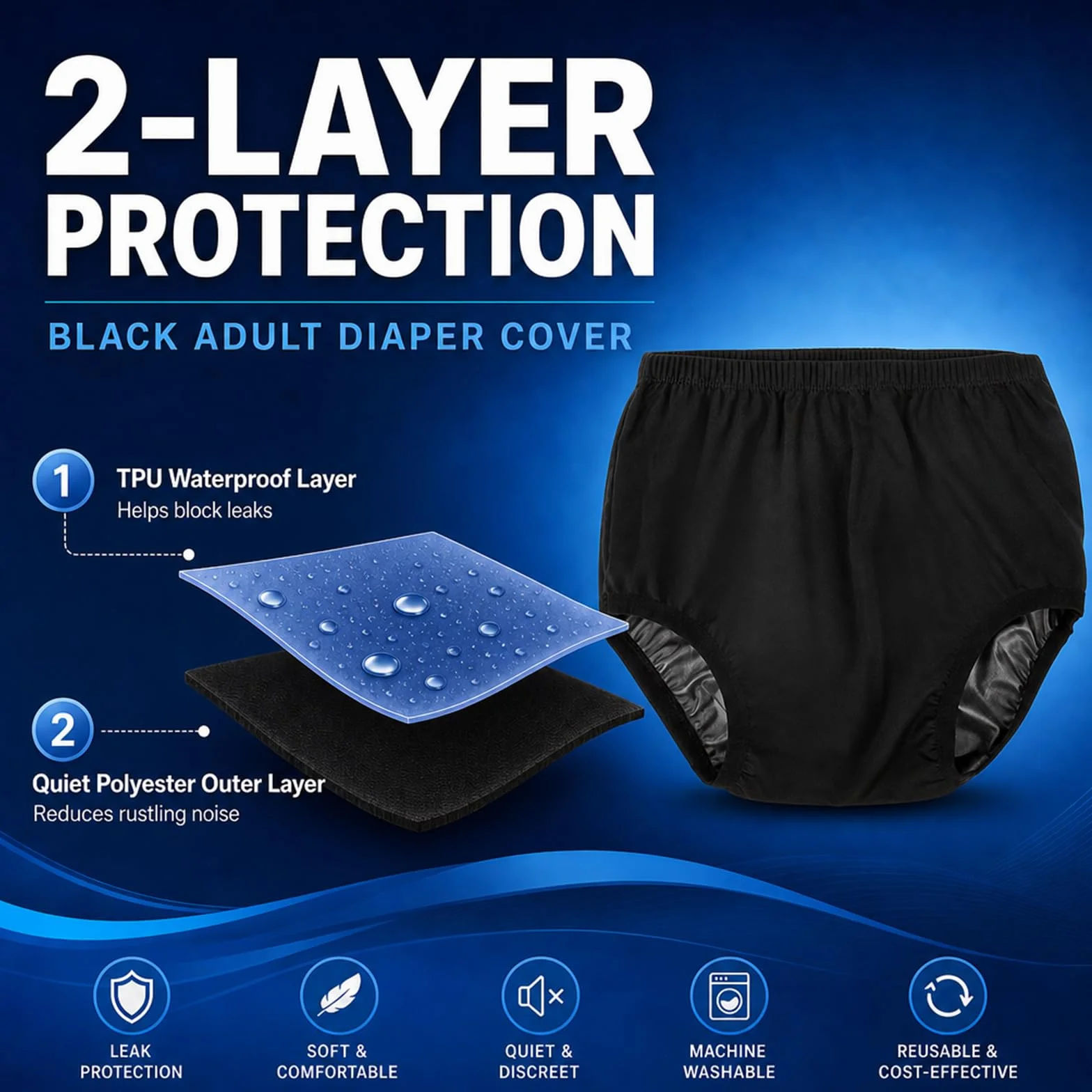 Couvre-couche imperméable en latex pour adulte incontinence, pantalon actif réutilisable lavable L