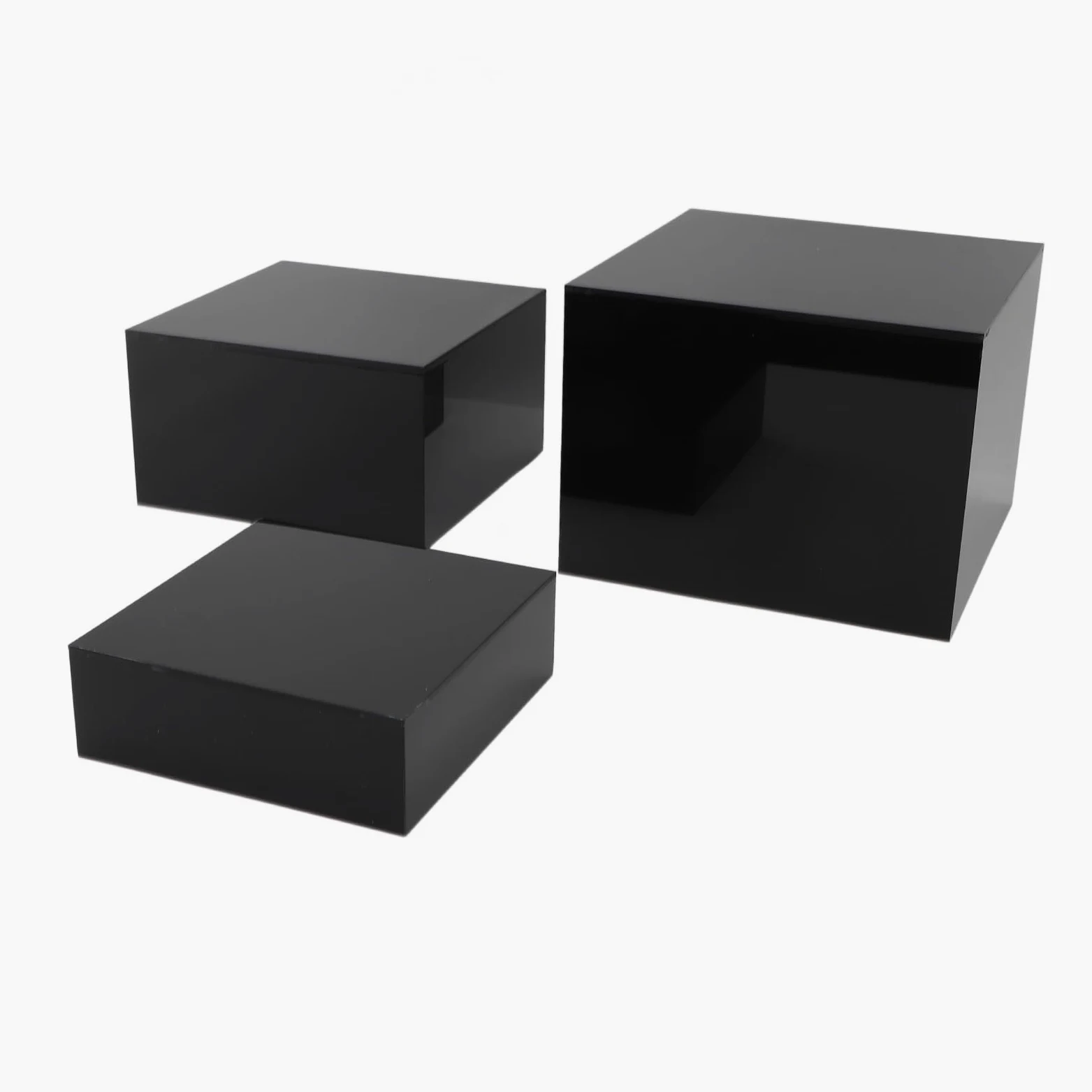 ZJchao Présentoirs à Dessert en Acrylique, 3 pièces Présentoirs élévateurs en acrylique nidification cubique Presentoir Aperitif Buffet Cube pour Table à desserts Tables de Buffet aliments (Noir)