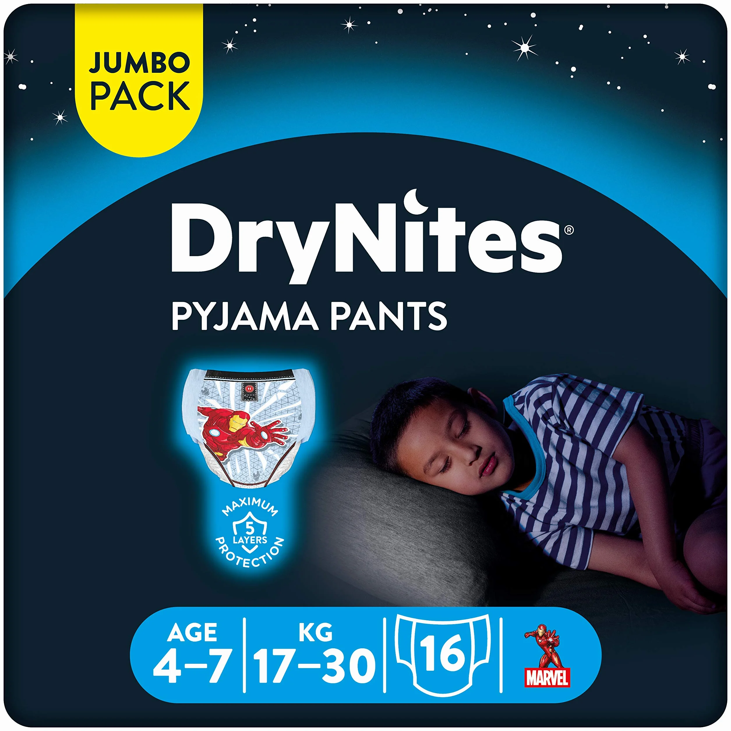 Huggies Drynites 4-7 ans Garçon (17-30 kg) Culottes Absorbantes Nuit x16