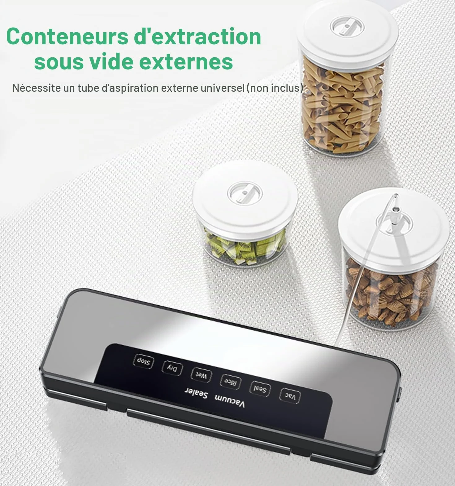 Machine Sous Vide Alimentaire 65 kpa, Sceller Plusieurs Sacs, Aliments Frais Secs et Humides