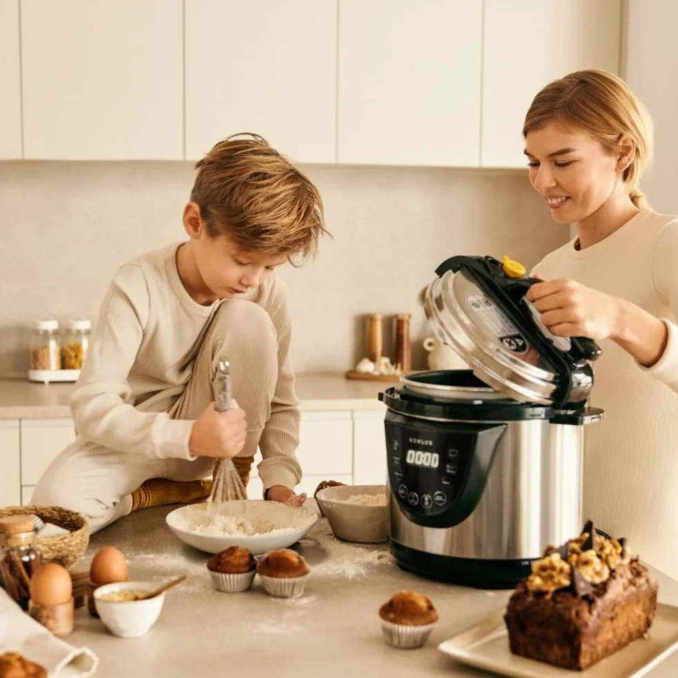 Mijoteuse Électrique Programmable NEWLUX Chef Pot V110, 1000W, 6L, 10 Programmes, Duo-pressure