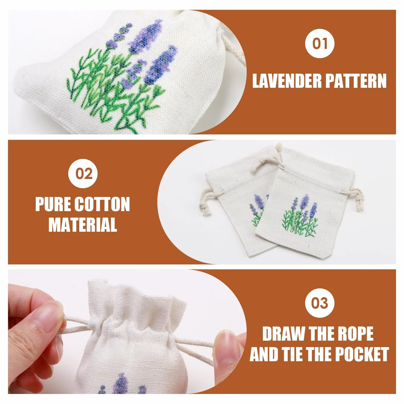 Sachets Lavande Vide Sac de Lavande Parfumés avec Cordon de Serrage Anti Mite pour Armoire Tiroirs 12 Pièces