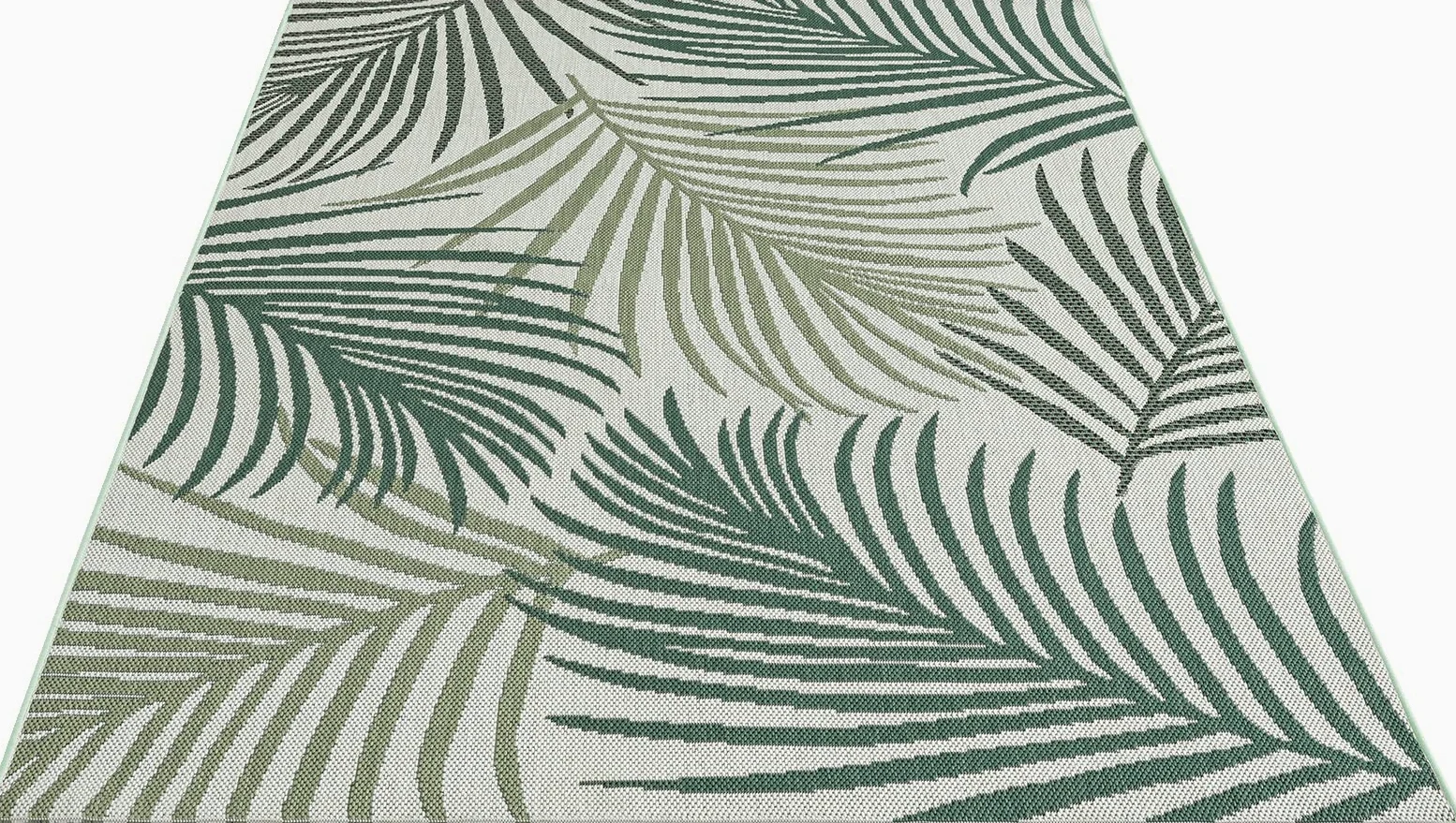 the carpet Machka – Tapis d’extérieur Robuste, résistant aux intempéries et aux UV, pour Balcon, terrasse et véranda, également adapté à la Cuisine ou à la Salle à Manger, Palmier, 160 x 220 cm