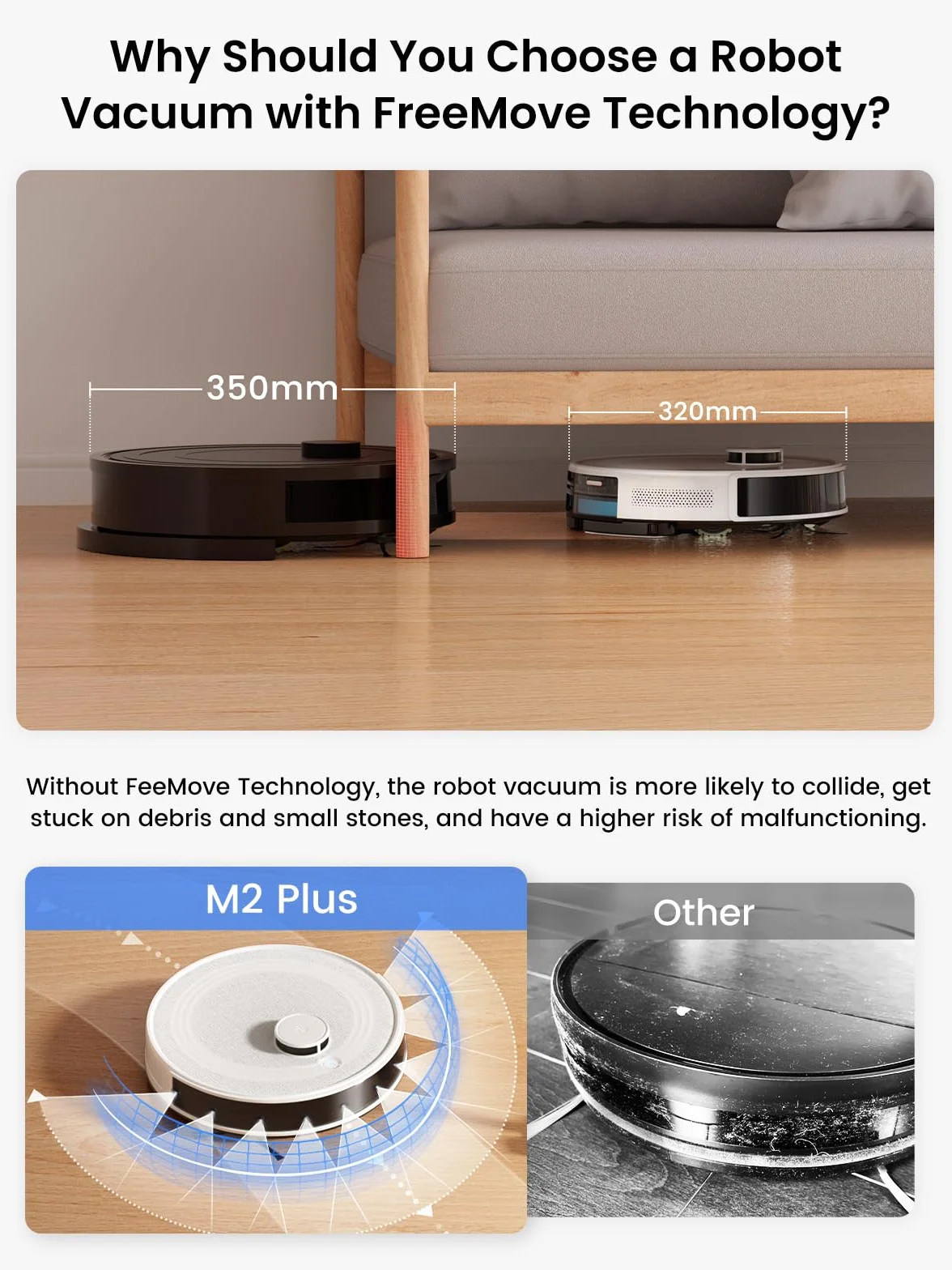 Lefant M2 Plus Aspirateur Robot Laveur avec Station, 6000Pa, Navigation Laser, Évitement d'obstacles PSD