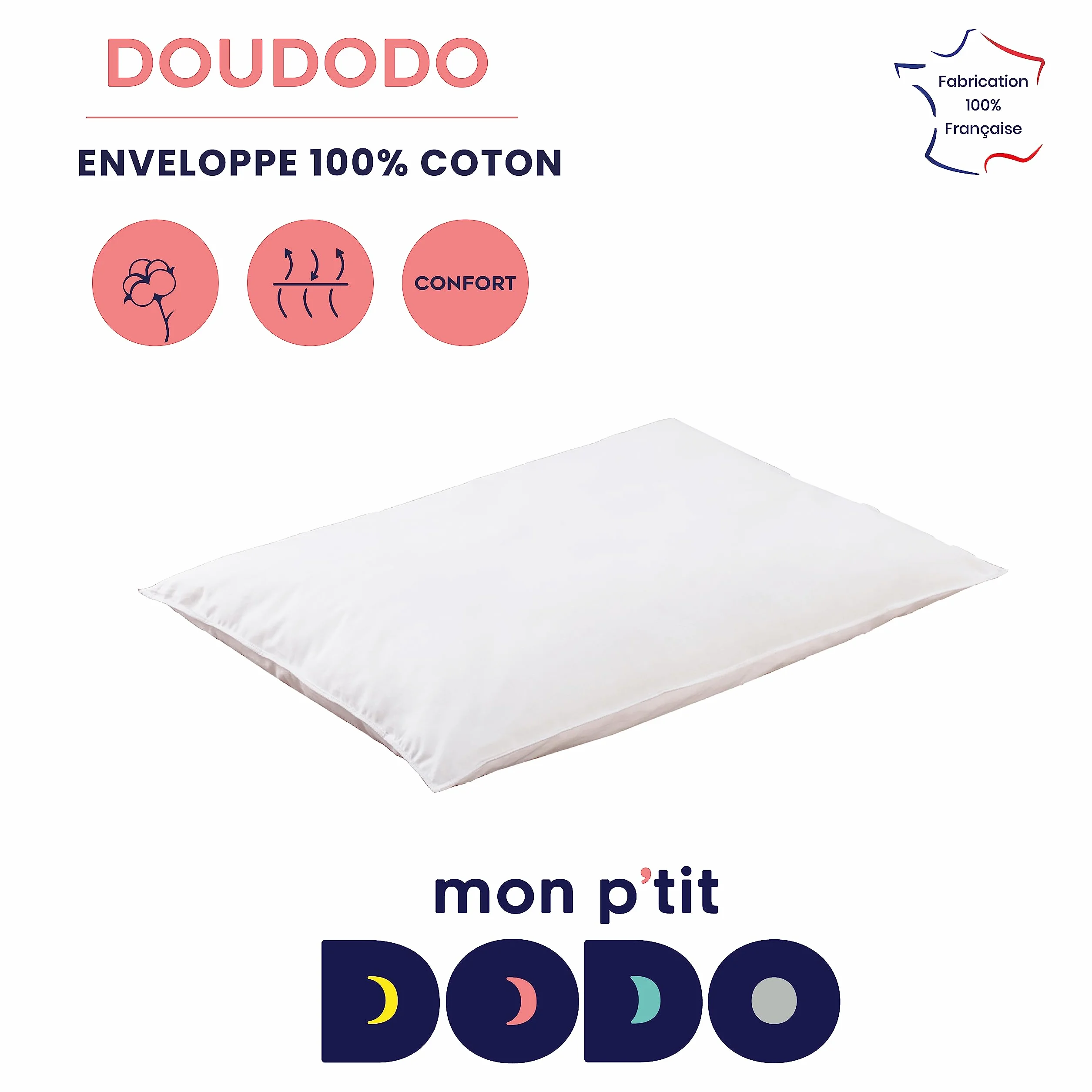MON P'TIT DODO OREILLER DOUDODO 40x60 BLANC fabrication française