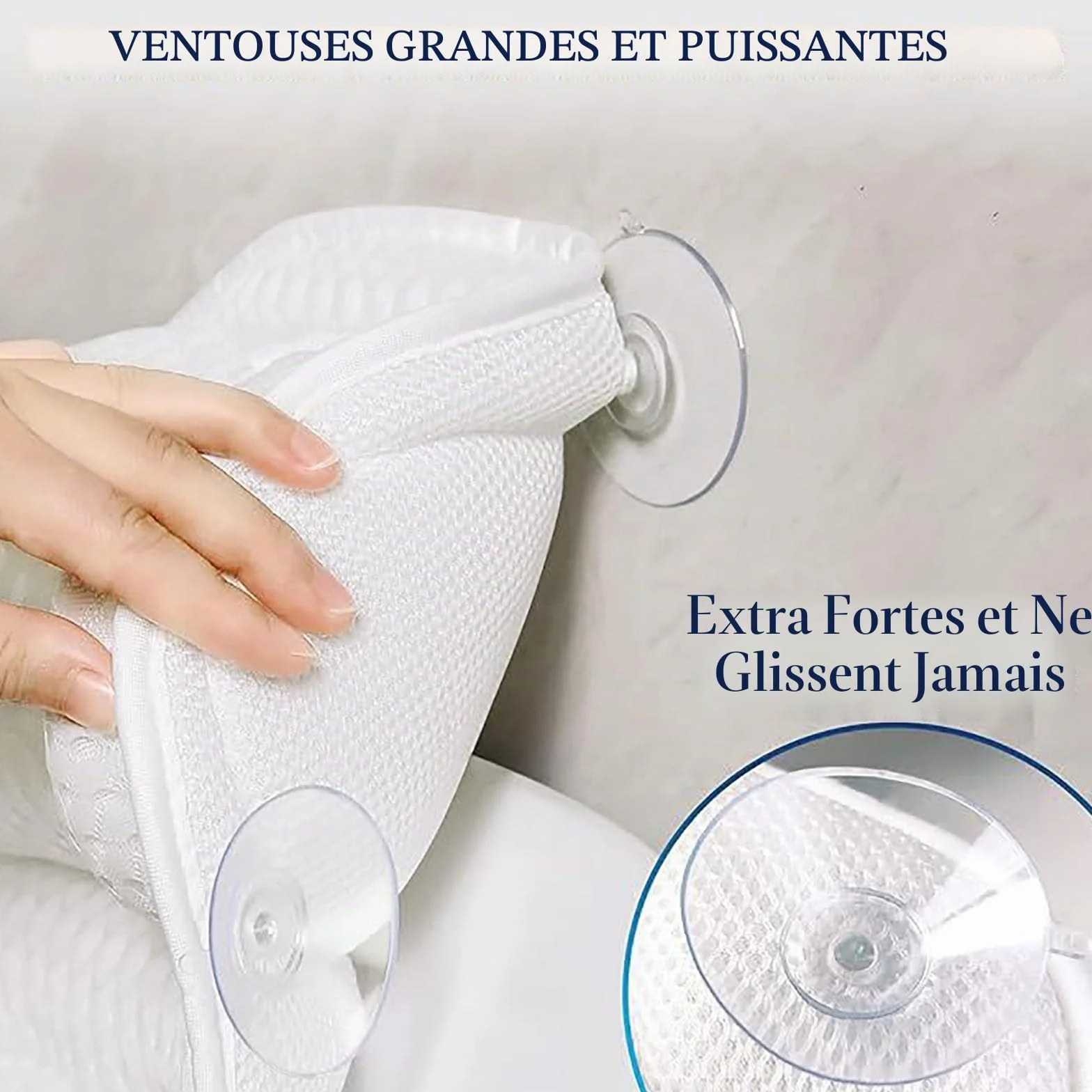 Coussin Baignoire Adulte Oreiller de Bain 4D 6 Ventouses pour Tête Cou Dos