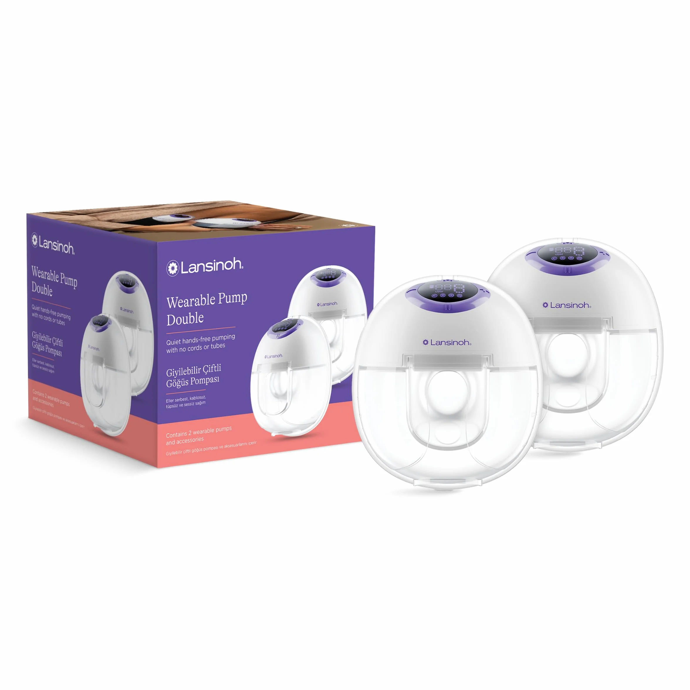 Lansinoh Tire-lait Mains-libres Double Sans Fil 4 Modes 9 Niveaux Écran LED Mémoire Batterie Rechargeable