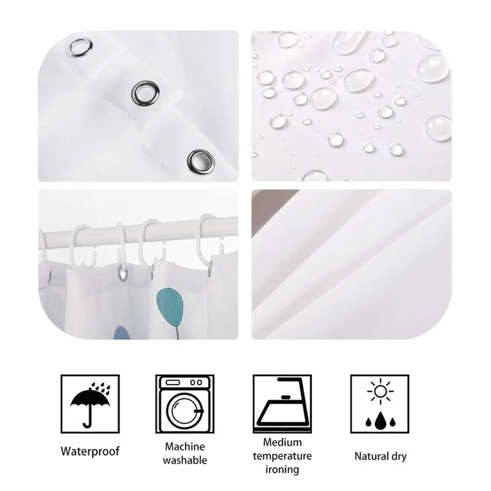 Rideau de douche à feuilles de monstera tropicales pour décoration de salle de bain, rideau de bain en tissu botanique feuilles de palmier vert style bohème, lavable avec crochets W200xL200 cm
