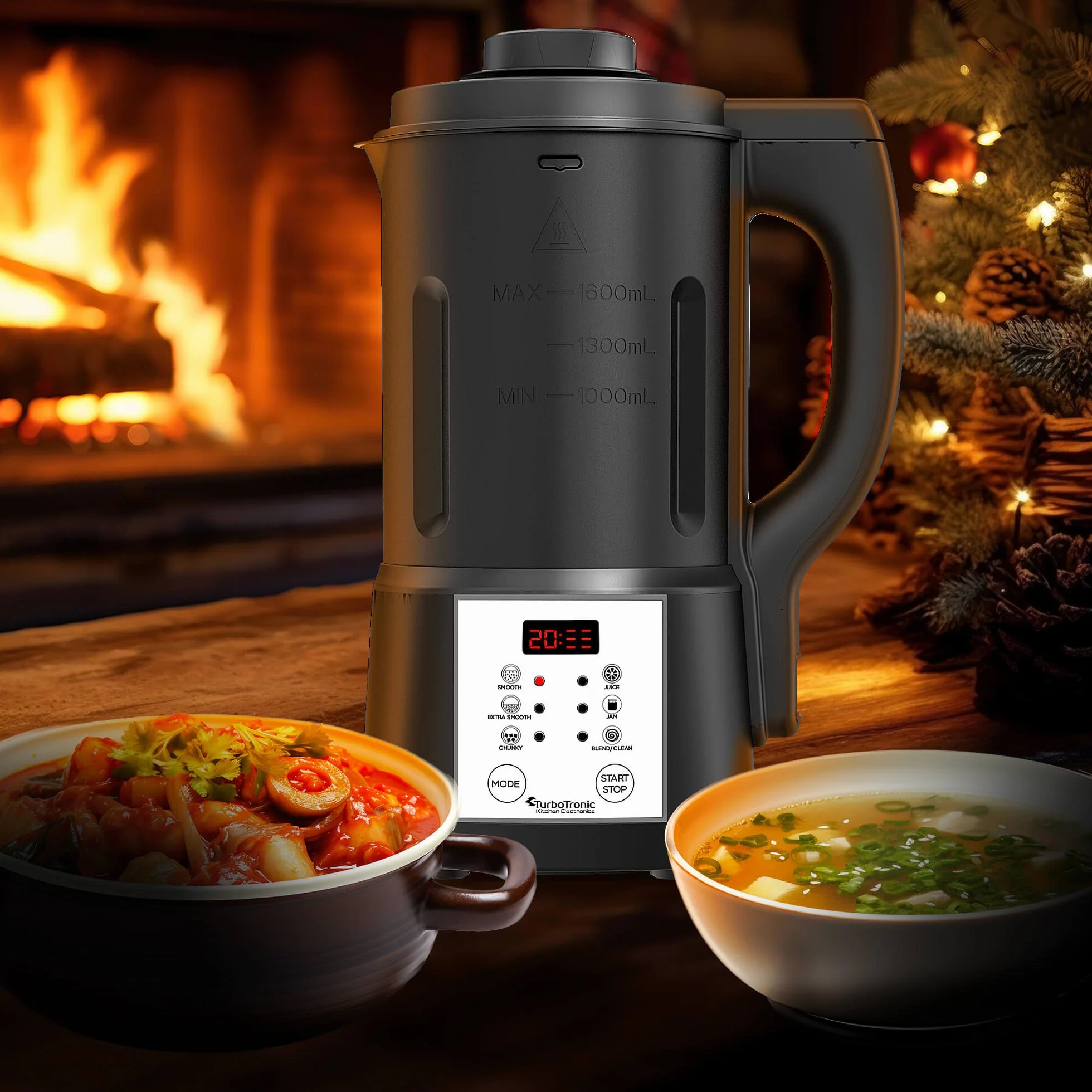TurboTronic Mixeur à Soupe 1,6L 1000W 6 Programmes Multifonction pour Soupes Smoothies et Alimentation pour Bébés