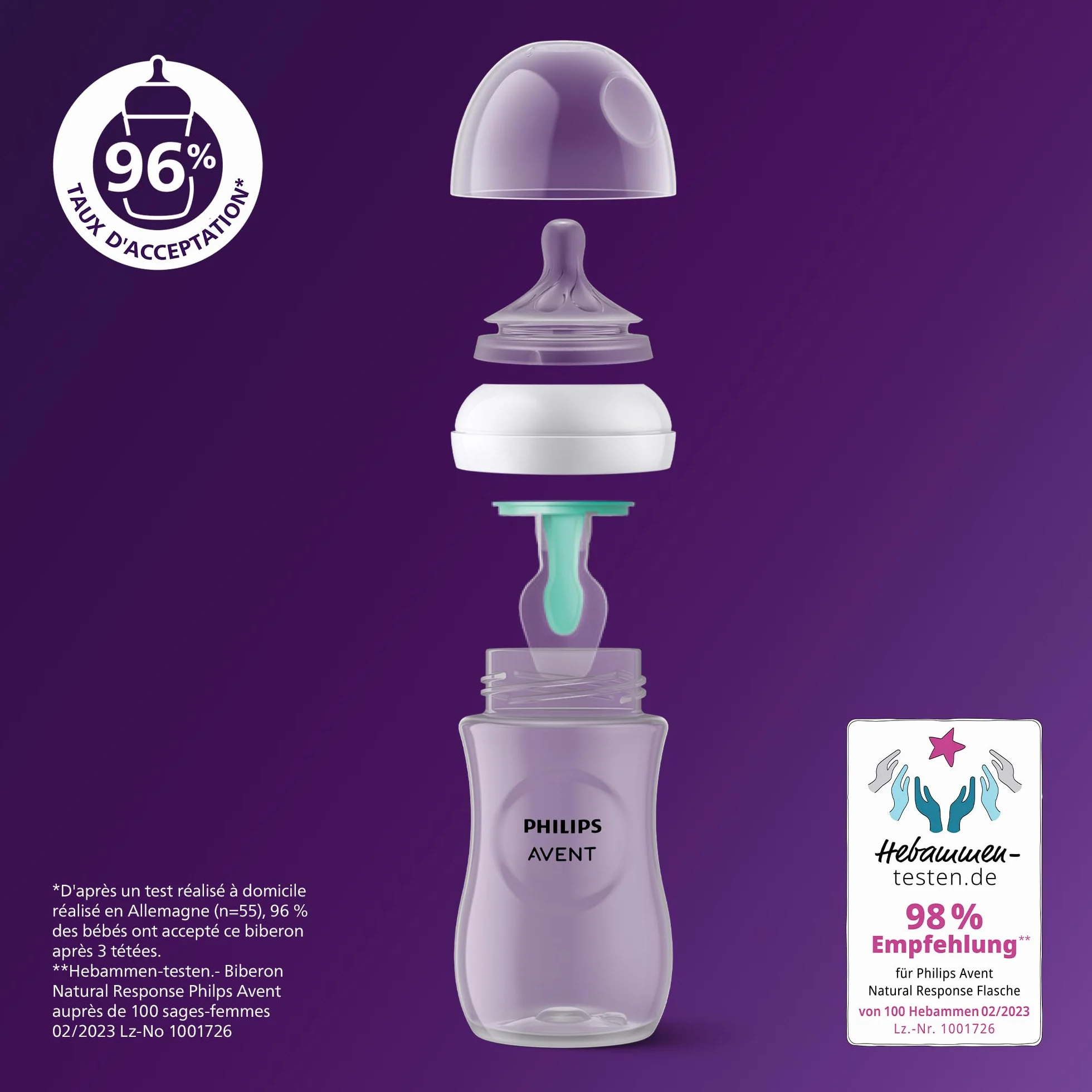 Philips Avent Biberons à Réponse Naturelle 125 ml AirFree sans BPA Lot de 2 SCY670/02