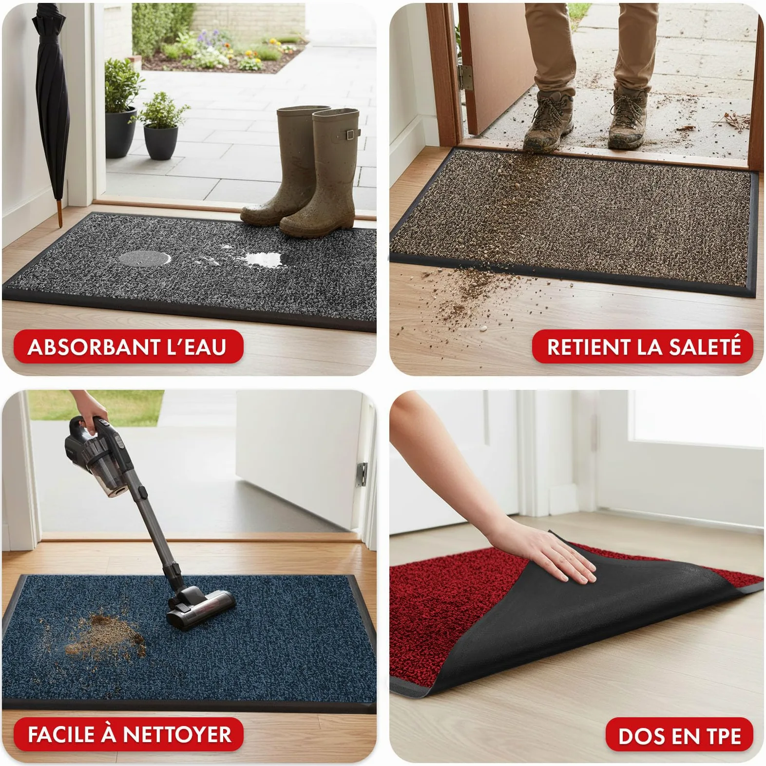 KARAT Paillasson Antidérapant pour les entrées, le couloir, tapis sous la porte d'entrée, avec technologie innovante TPE sur le bord et l'arrière, modèle Space 205 (Bleu, 120 x 180 cm)