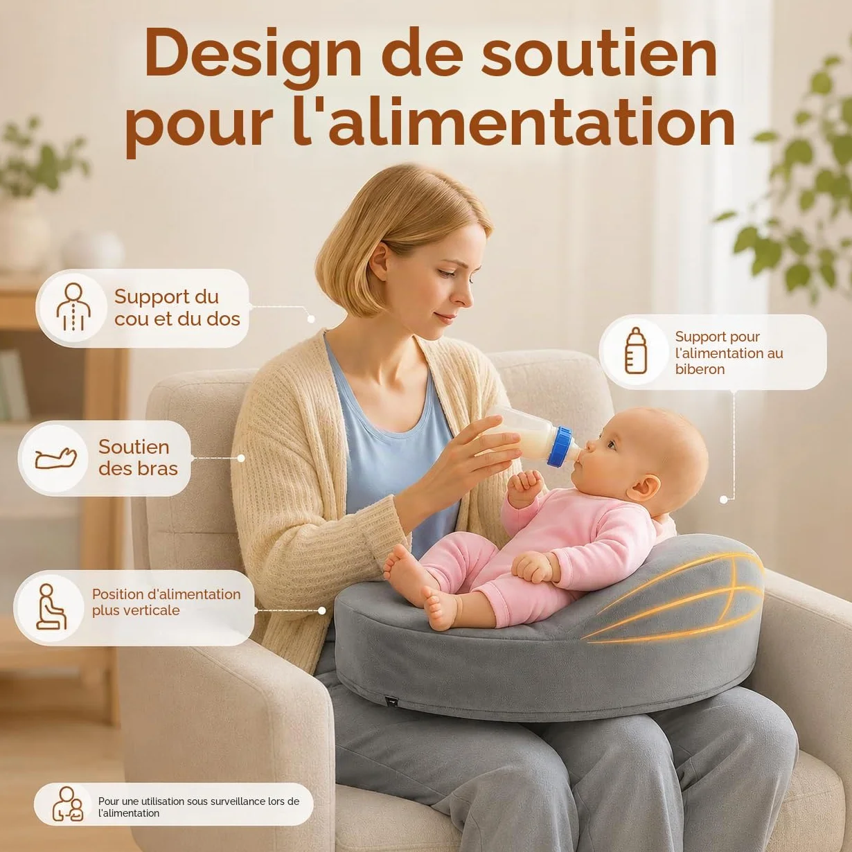 Coussin d'allaitement en mousse à mémoire de forme grande taille pour confort et soutien ergonomiques