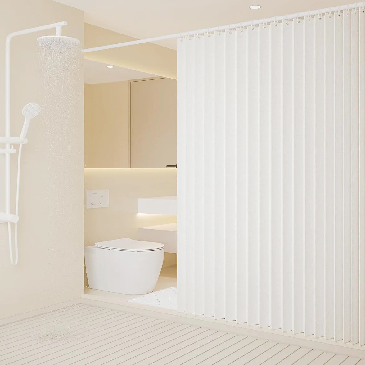 Rideau de Porte de Placard Pliant, Rideau de Douche plissé en accordéon, pour Placard, Chambre, cloison de Salle de Bain-White- 120x240cm