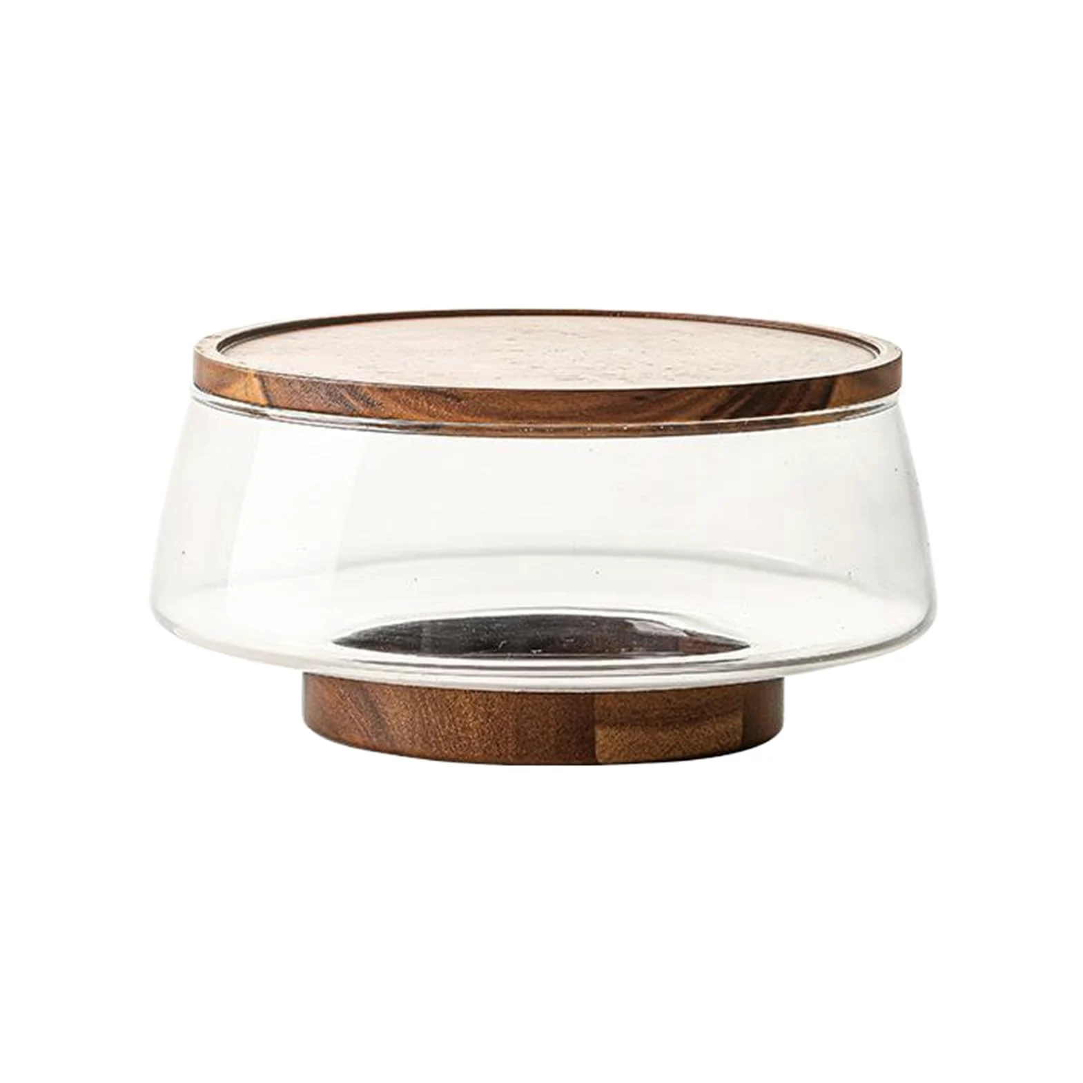 Ensemble de saladiers en verre avec couvercles en bois d'acacia pour fromage plats cuisinés, saladier avec couvercle verre pour servir des apéritifs et des collations, grande taille, UN