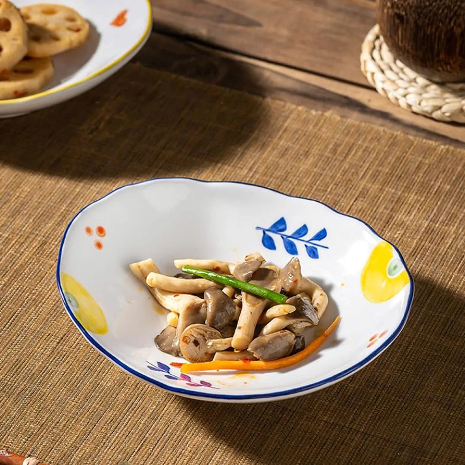 Lot de 2 Plats à Sauce en céramique, Assiettes à tremper au soja, Bols d'apéritif, Plats d'accompagnement, Service de Cuisine de Style Japonais