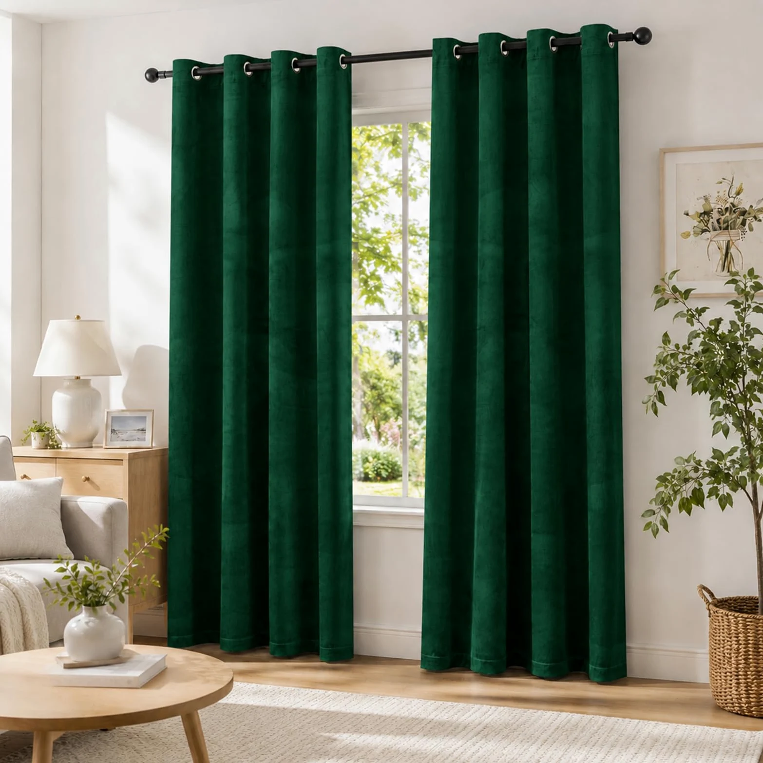 Ystyle Rideau Occultant Velours Lot De 2, 140x260cm, Vert Foncé | Rideaux Salon Rideau Thermique Isolant Anti Chaud Intérieurs, Rideau Phonique Anti Bruit, Moderne Chambre Maison Dressing