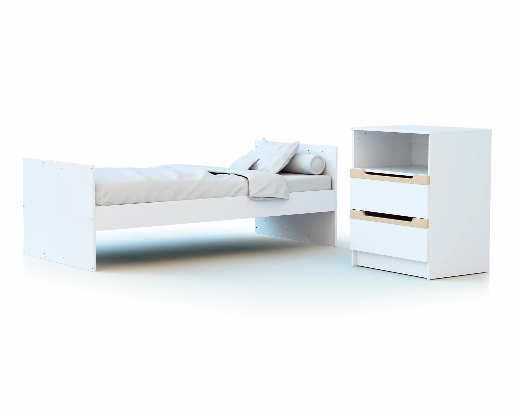 Lit Combiné Evolutif Carrousel Blanc et Hêtre Verni 60 x 120 cm Jurababy