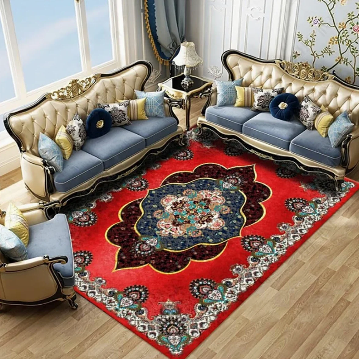 Tapis Barbecue Sol Bureau Ado Tapis de Restaurant de la région Tapis de Salon rétro Facile d'entretien Tapis Exterieur Terrasse Grande Taille 80X120CM
