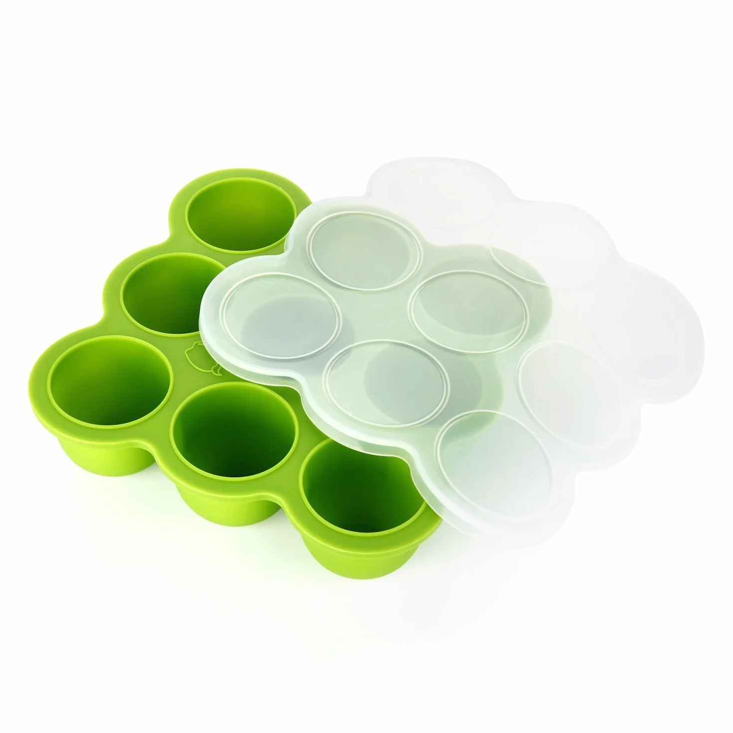 Récipient Nourriture Bébé 9 Pots Conservation Silicone avec Couvercle Vert