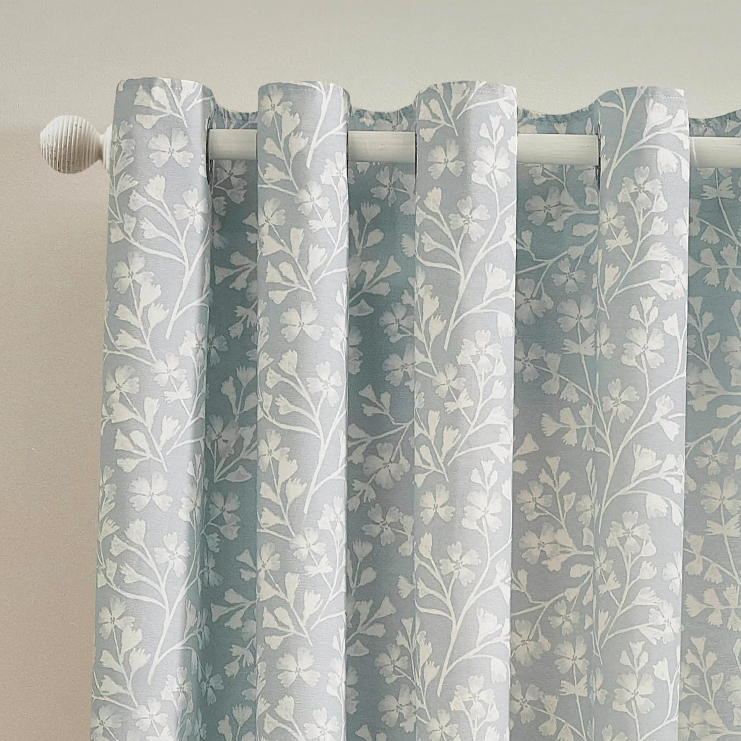 Catherine Lansfield Brooke Floral Lot de 2 Rideaux doublés à œillets Bleu Canard 168 x 183 cm