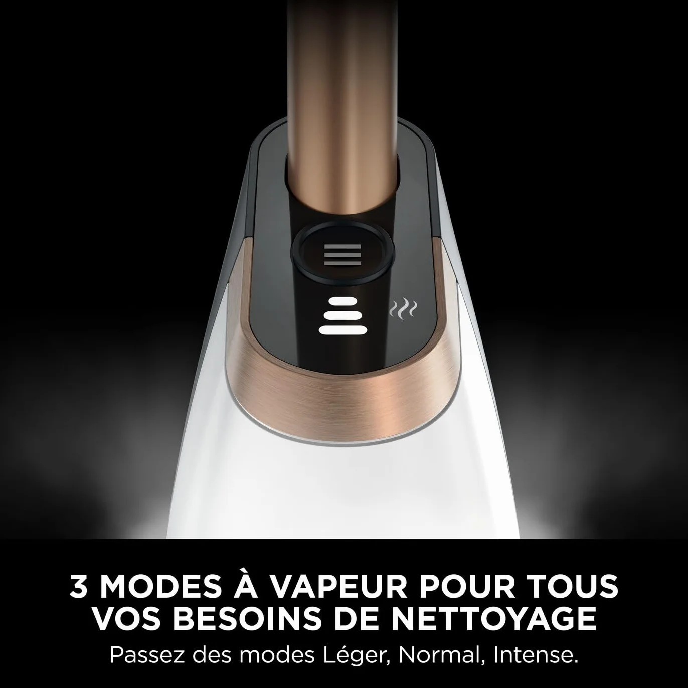 Shark SteamSpot S2001EU Balai vapeur pour sols durs, léger, sans produit chimique, réservoir amovible, 2 tampons Dirt Grip lavables, Blanc et Cuivre