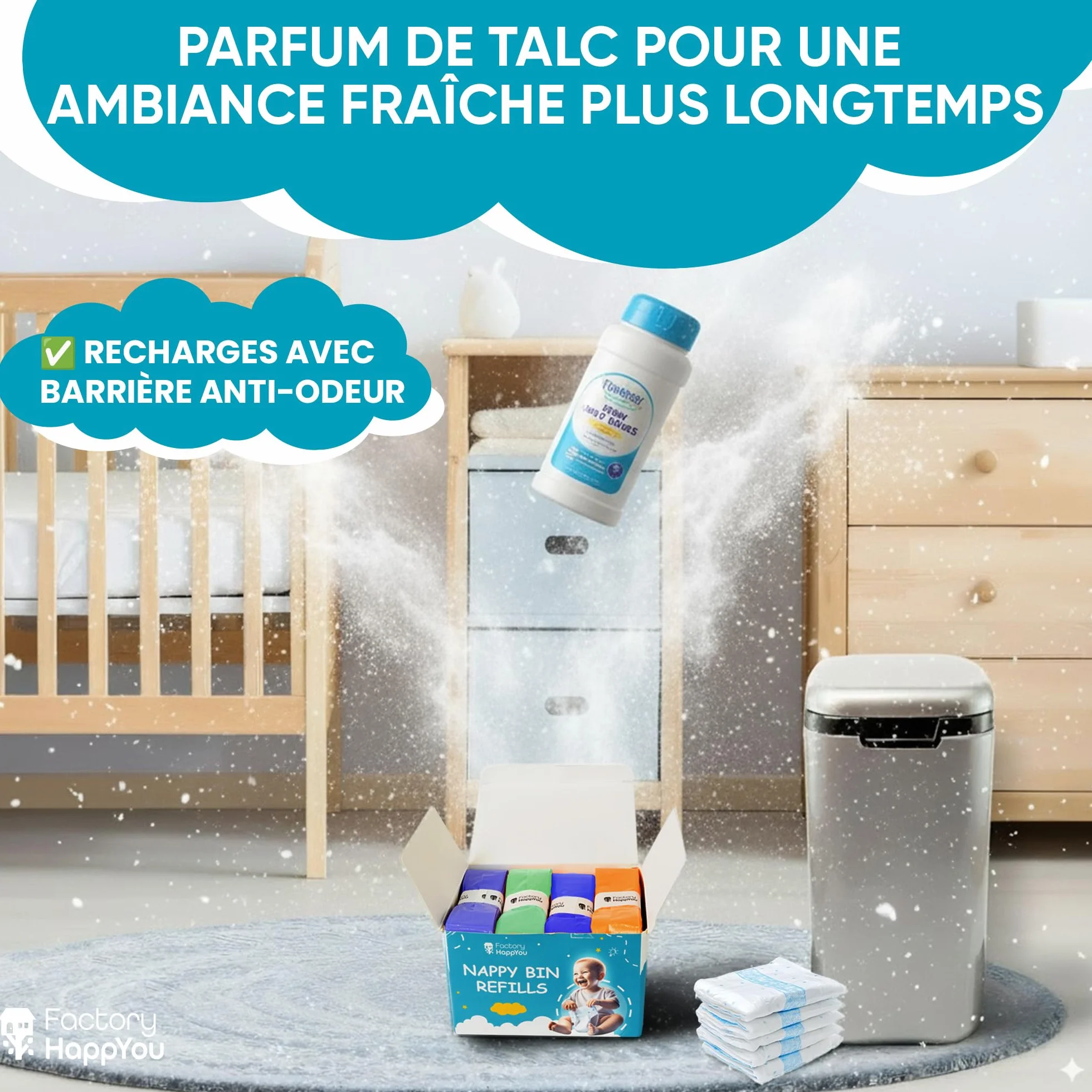 Recharges poubelle couche bébé Tommee Tippee Angelcare 7,5 mètres anti-odeur sans BPA recyclable