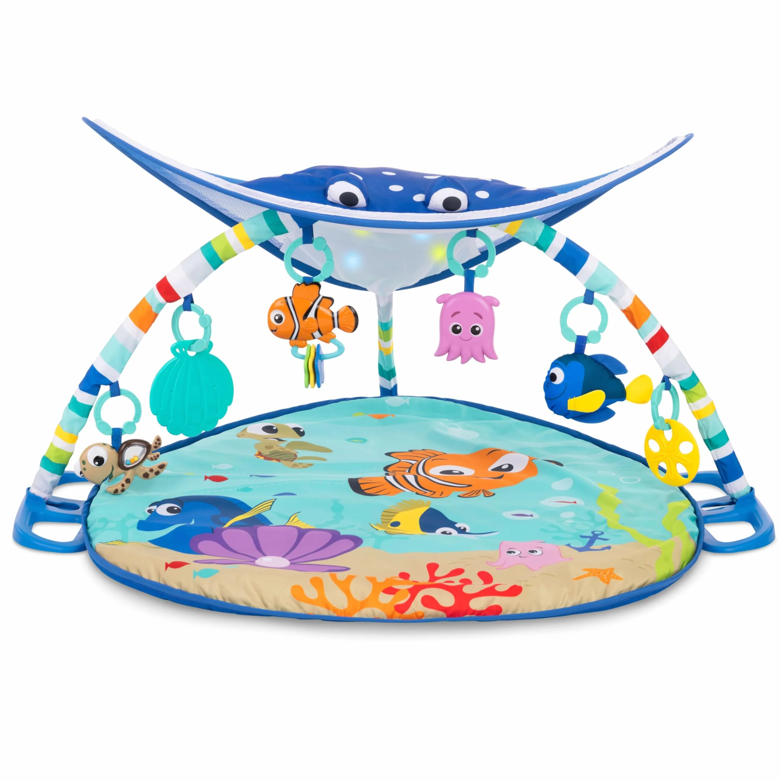 Bright Starts Disney Baby Tapis d’Eveil le Monde de Némo Mr. Ray Ocean Lights, Lumières et Mélodies, Marionnette à Doigts Dory