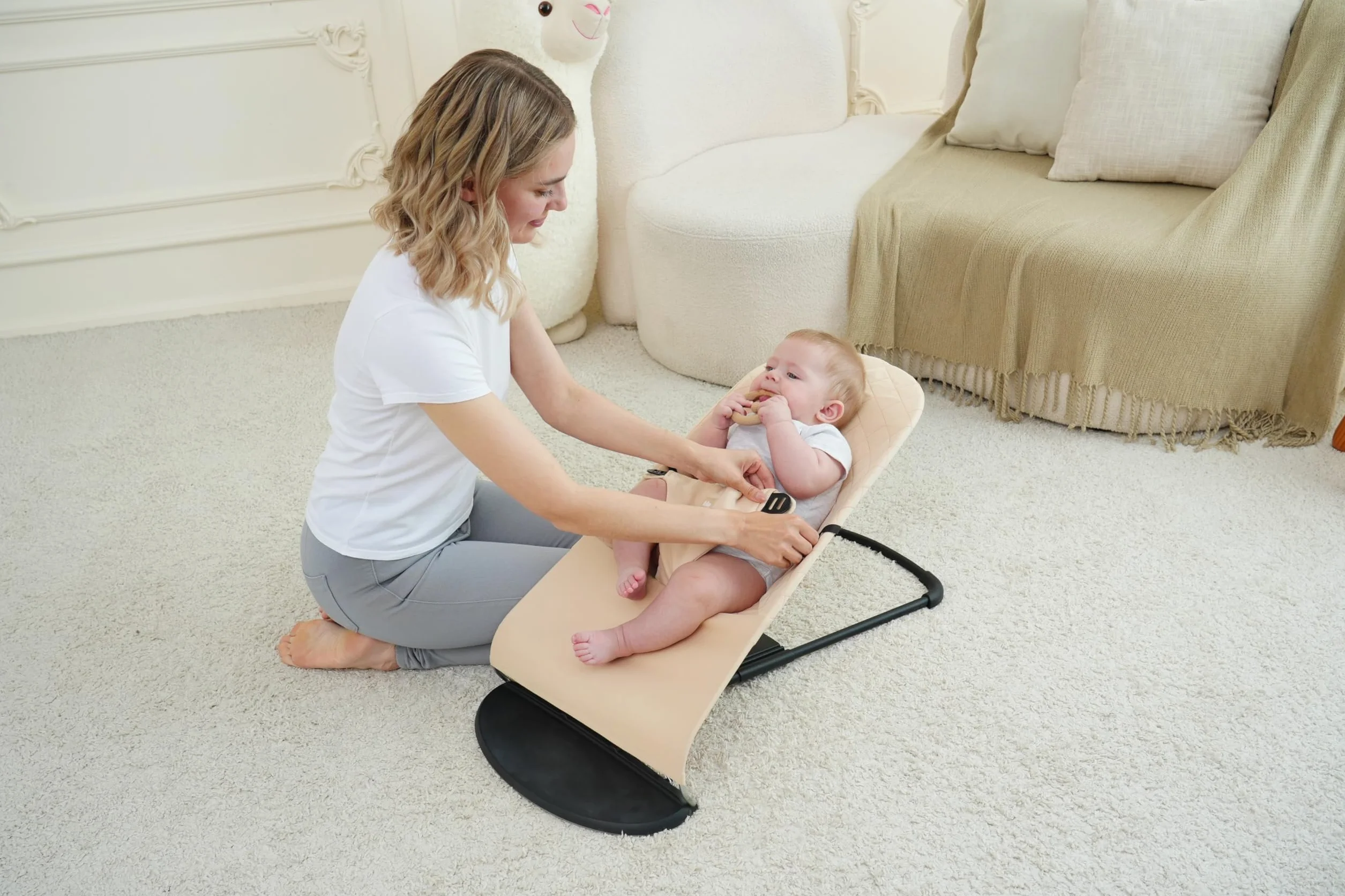 Housse transat bébé Belltop Compatible Babybjörn Balance Soft Bliss Hypoallergénique Douce Respirante Beige