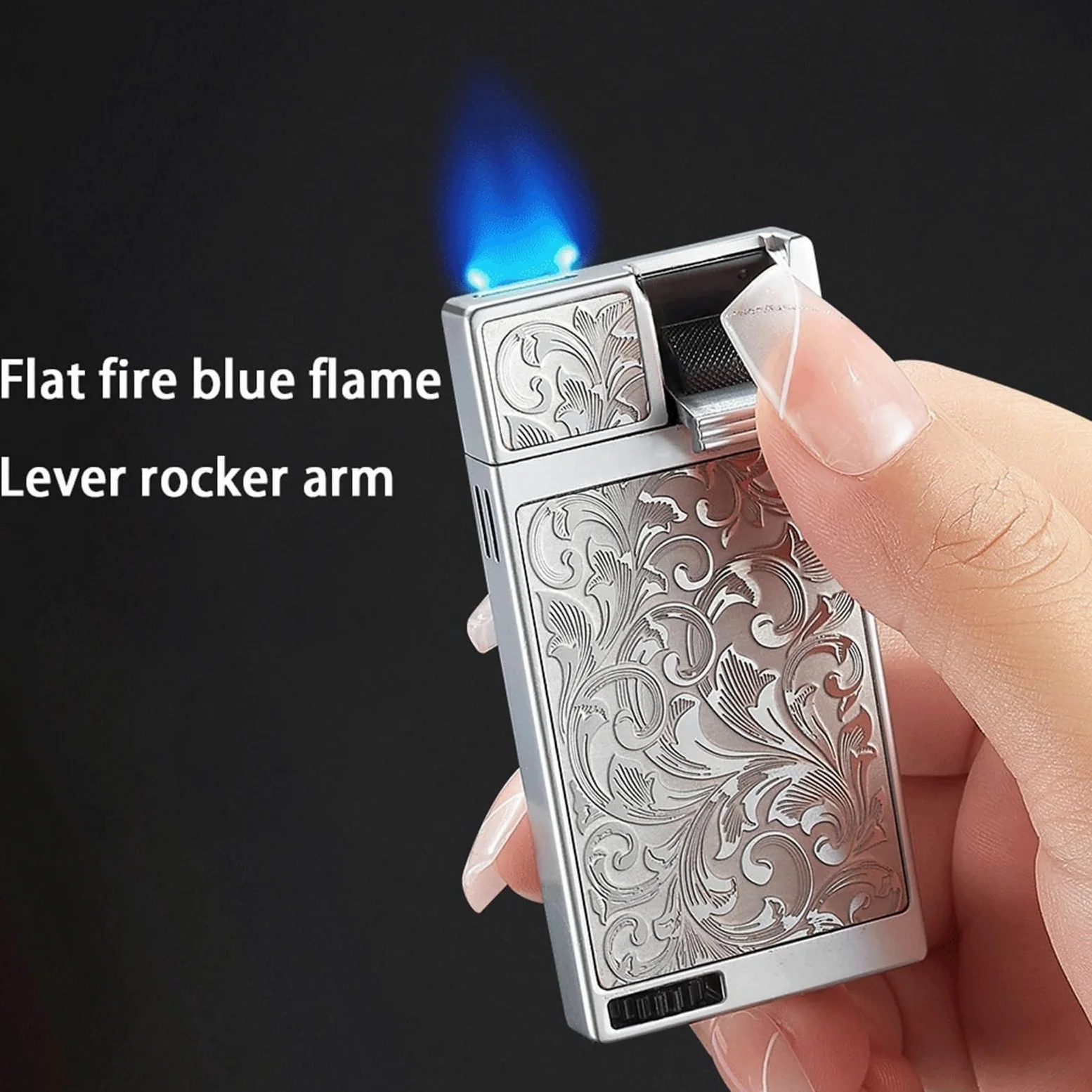 Briquet coupe-vent au butane double face, allumage à bascule, réservoir de gaz transparent, idéal pour le camping et l'extérieur, carburant non inclus