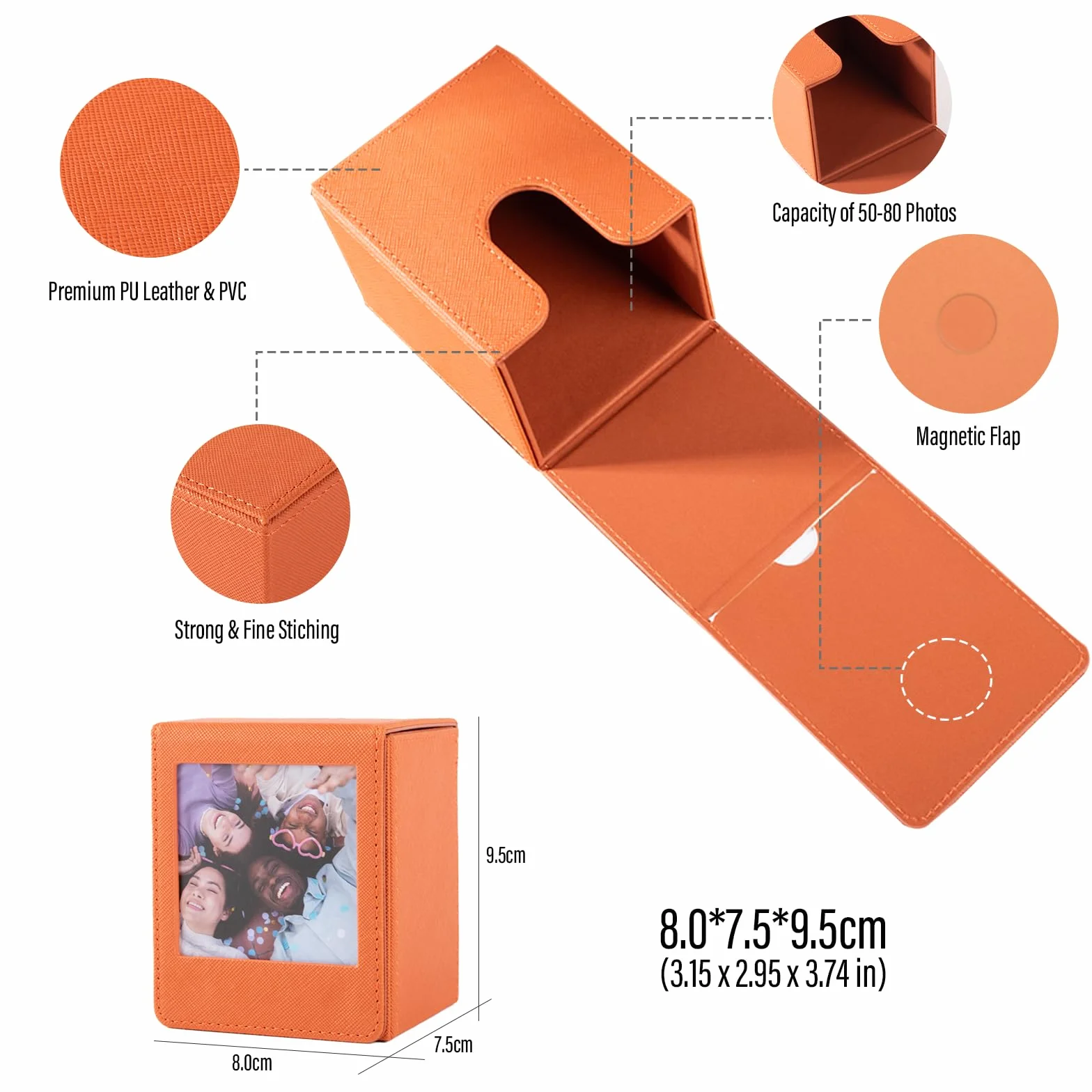 Étui de Rangement pour Films Instax Square, Boîte Photo pour Fujifilm Instax Square 86x72mm SQ1 SQ20 SQ40 SQ10 SQ6 SP-3 Marron