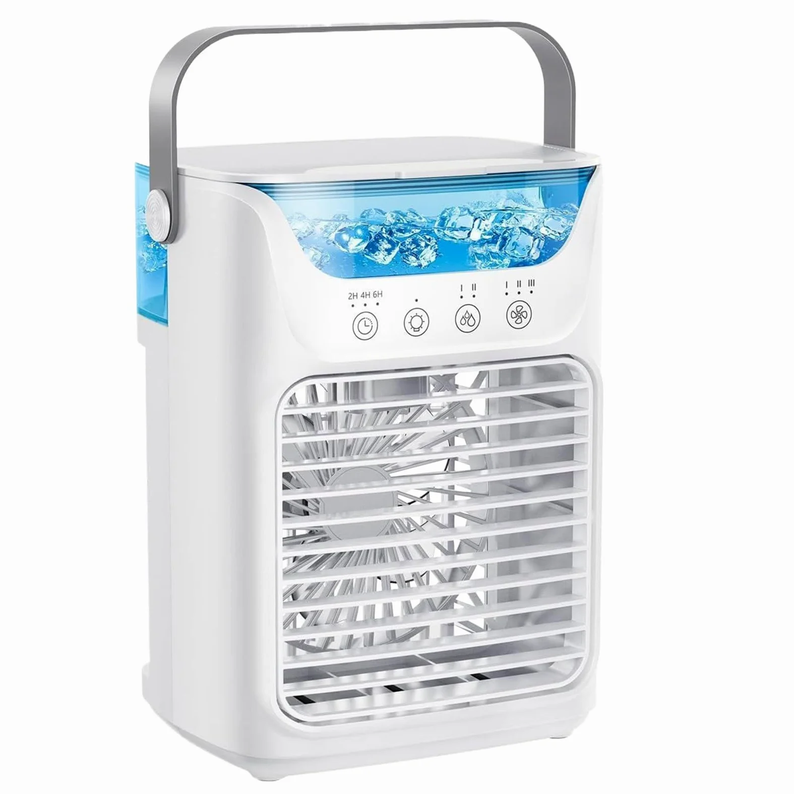 Ventilateur de climatisation portable, refroidisseur d'eau brumisée, 20,3 x 16,5 cm, 3 vitesses, design compact et rechargeable, dispositif de brumisation personnel pour bureau, table de chevet