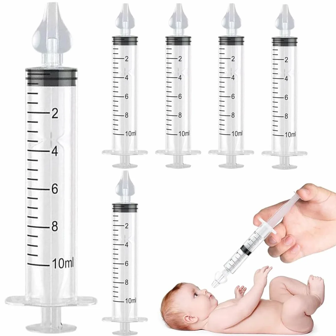 Système de rinçage des sinus, seringue nasale Lot de 6 avec embouts silicone souple pour nourrisson
