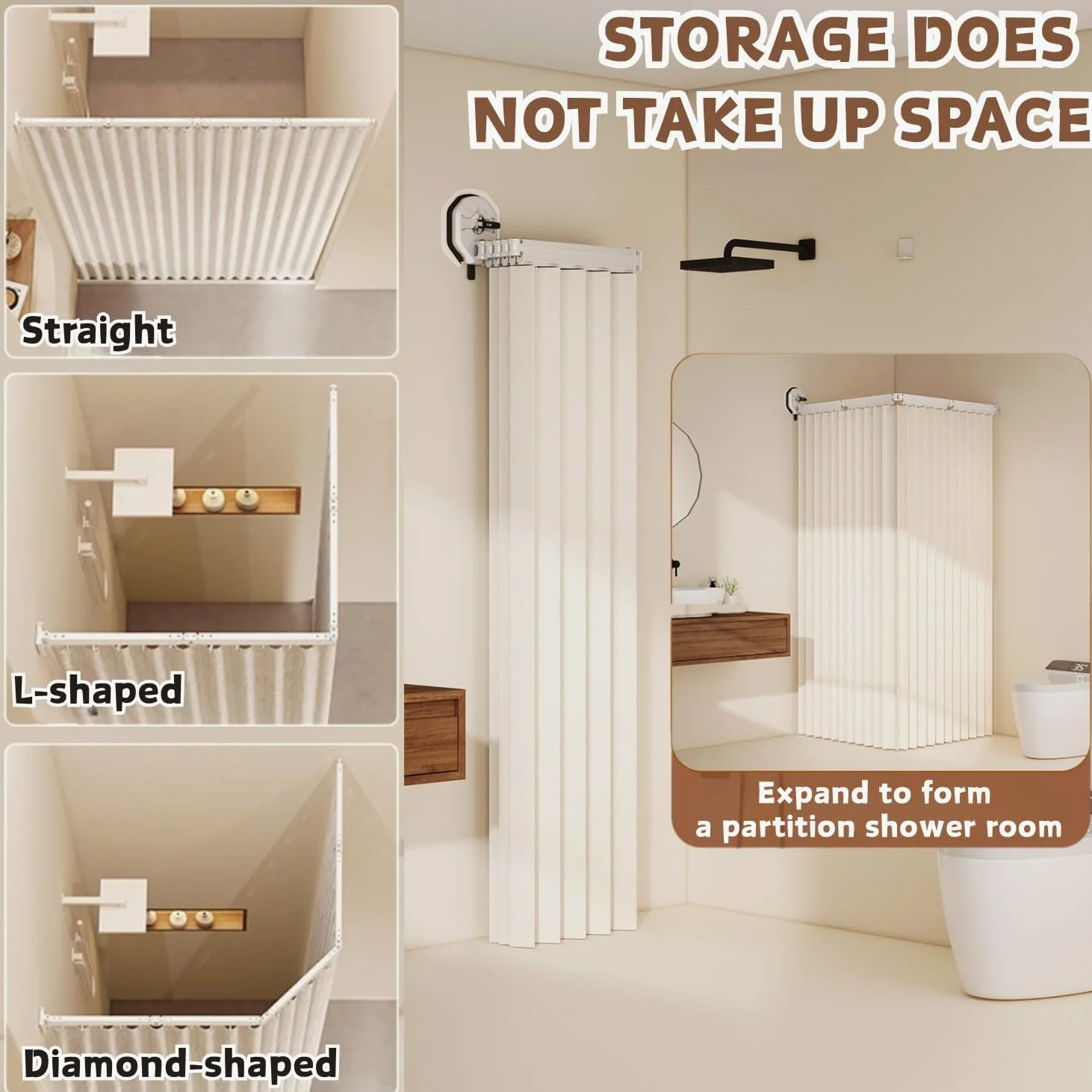 Tringle À Rideau De Douche Pliable, Barre De Douche Extensible, sans Perçage, Tringle Douche Angle Reglable Salle De Bain, Baignoire, Magasin De Vêtements, Vestiaires(70cm)
