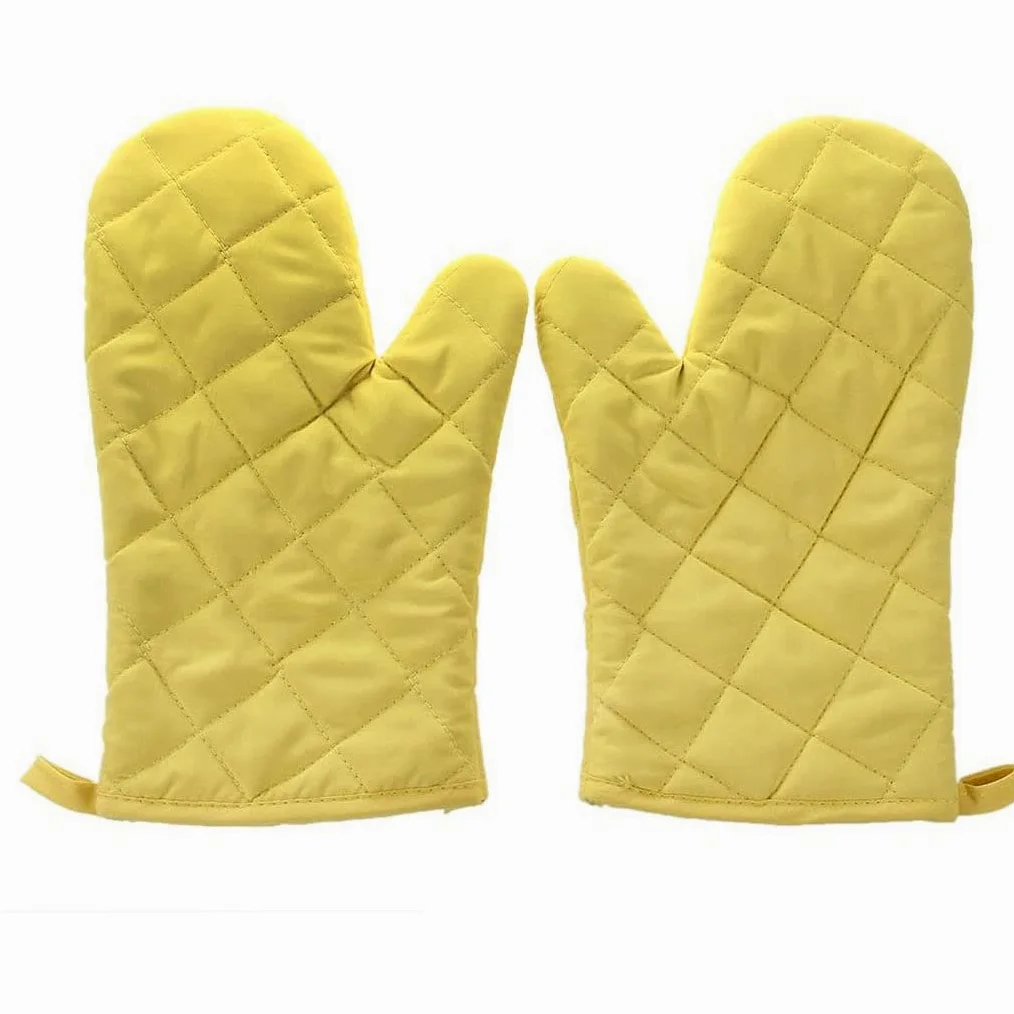 Deux Gants en Coton pour Four À Micro-Ondes Peuvent Être Lavés des Mains De Protection Jaunes Résistantes La Chaleur l'usure Et Aux Brûlures
