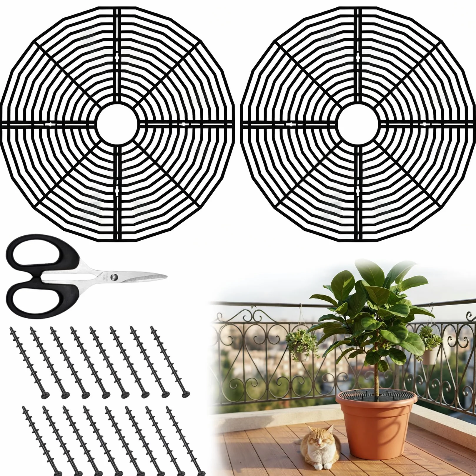 Lot de 2 grilles de protection pour pot de fleurs 50 cm protection plantes chat non toxiques