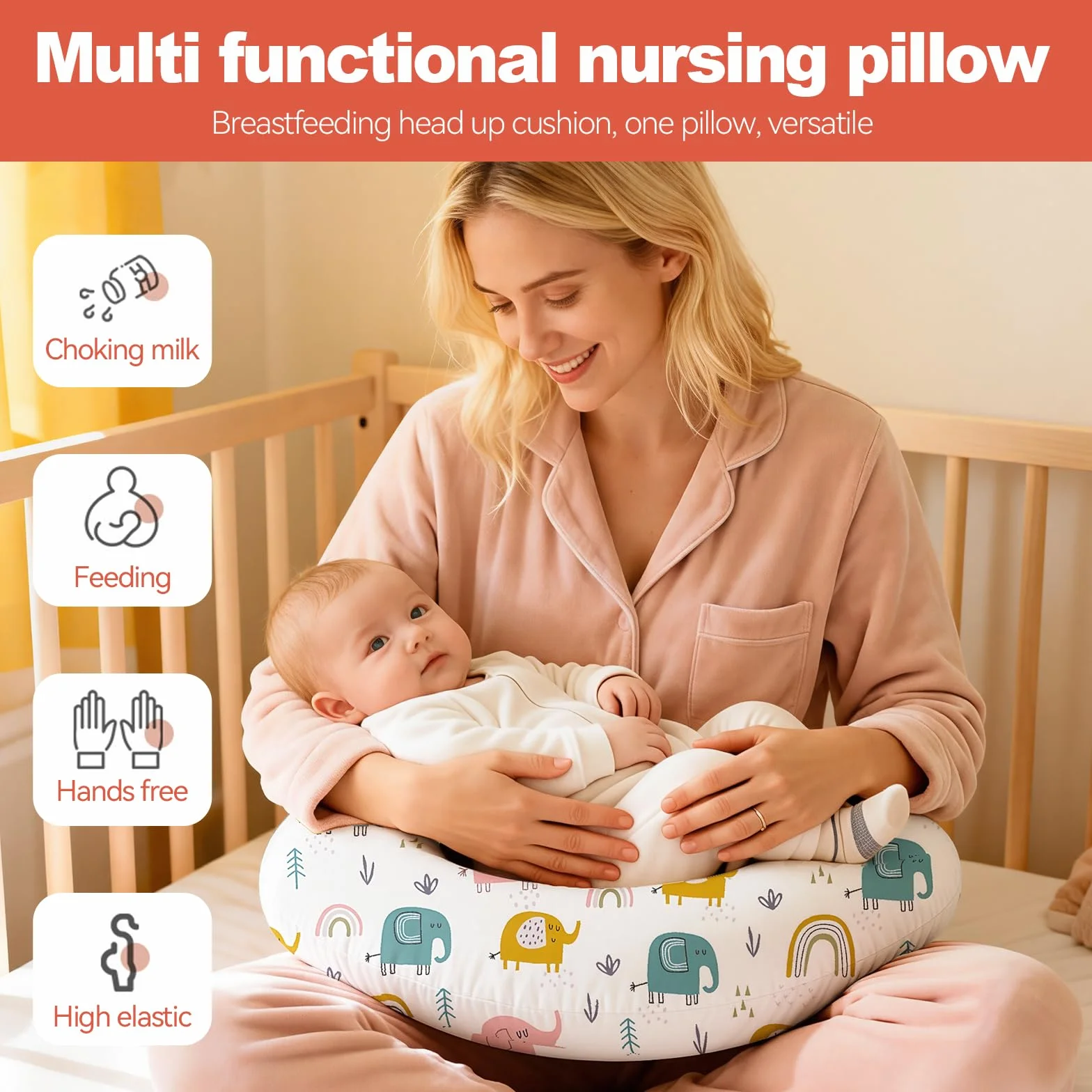 Labtec Coussin d'allaitement Bébé, Oreiller avec Housse Amovible 100% Coton