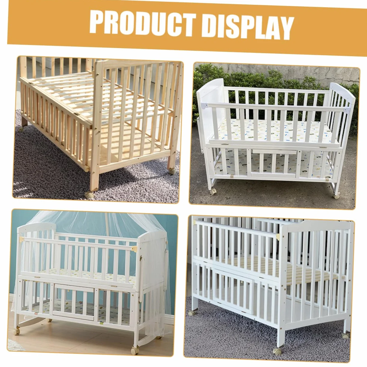 Roulettes Pivotantes Silencieuses Frein en PU Ensemble de 4 pour Lit Bébé