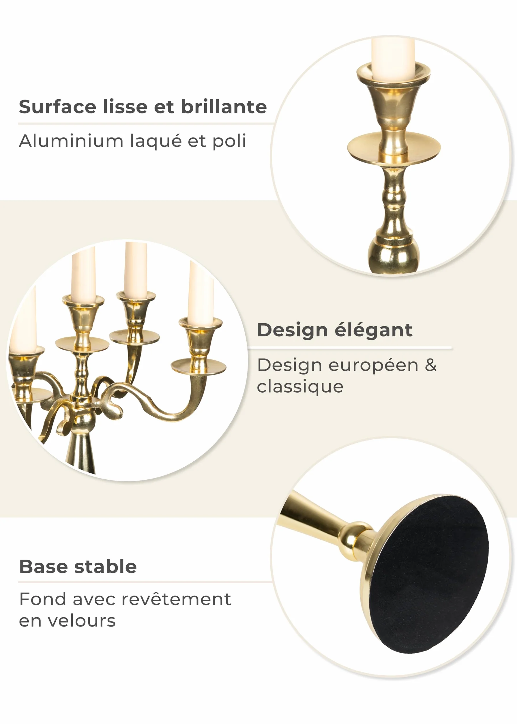 Gräfenstrayn Chandelier Décoratif Argent Noir Blanc Or Plusieurs Tailles Bougeoir pour Bougies Pilier Décoration Intérieure