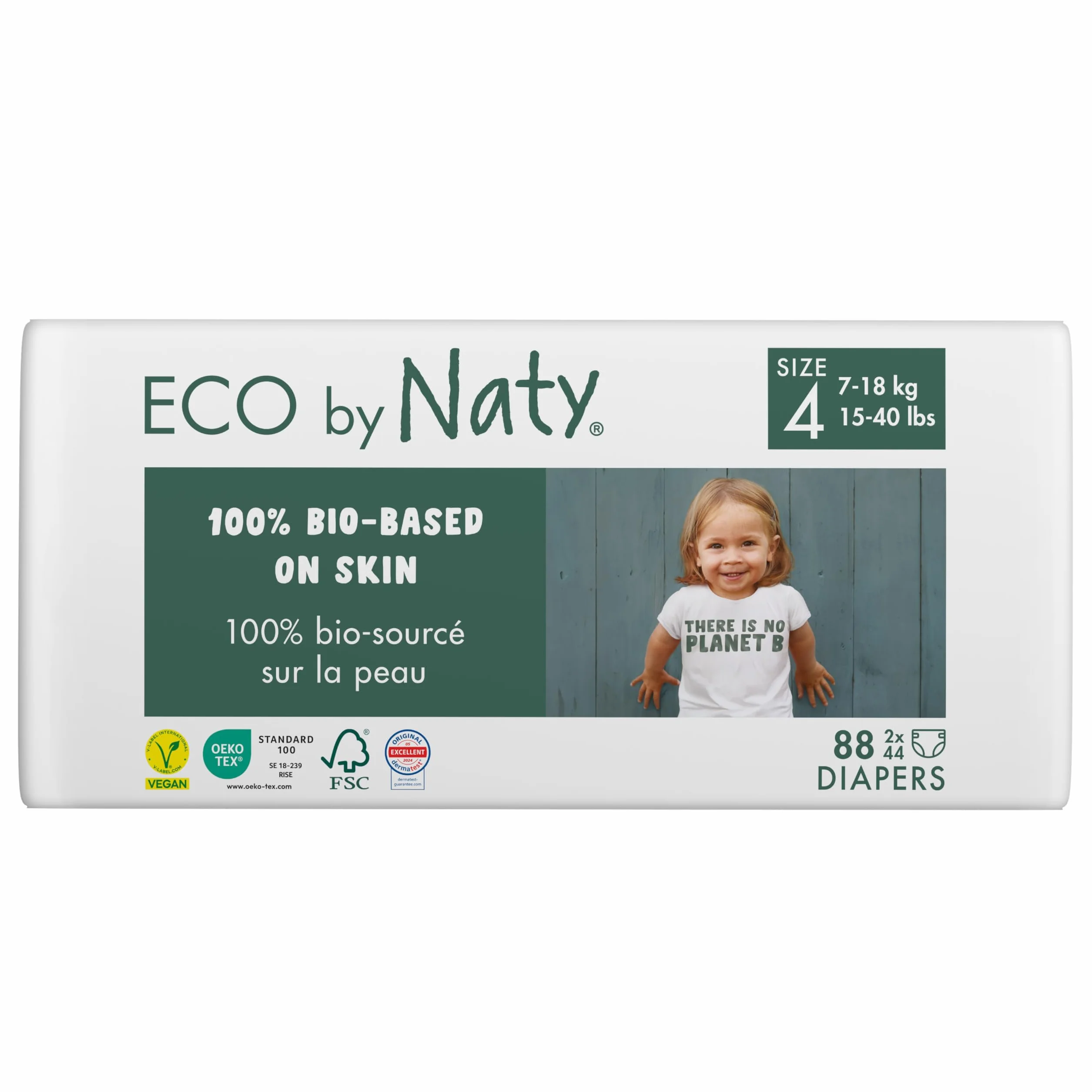 Naty Couches Écologiques pour Bébé Taille 4 - 88 Couches à Base de Plantes Anti-Fuites
