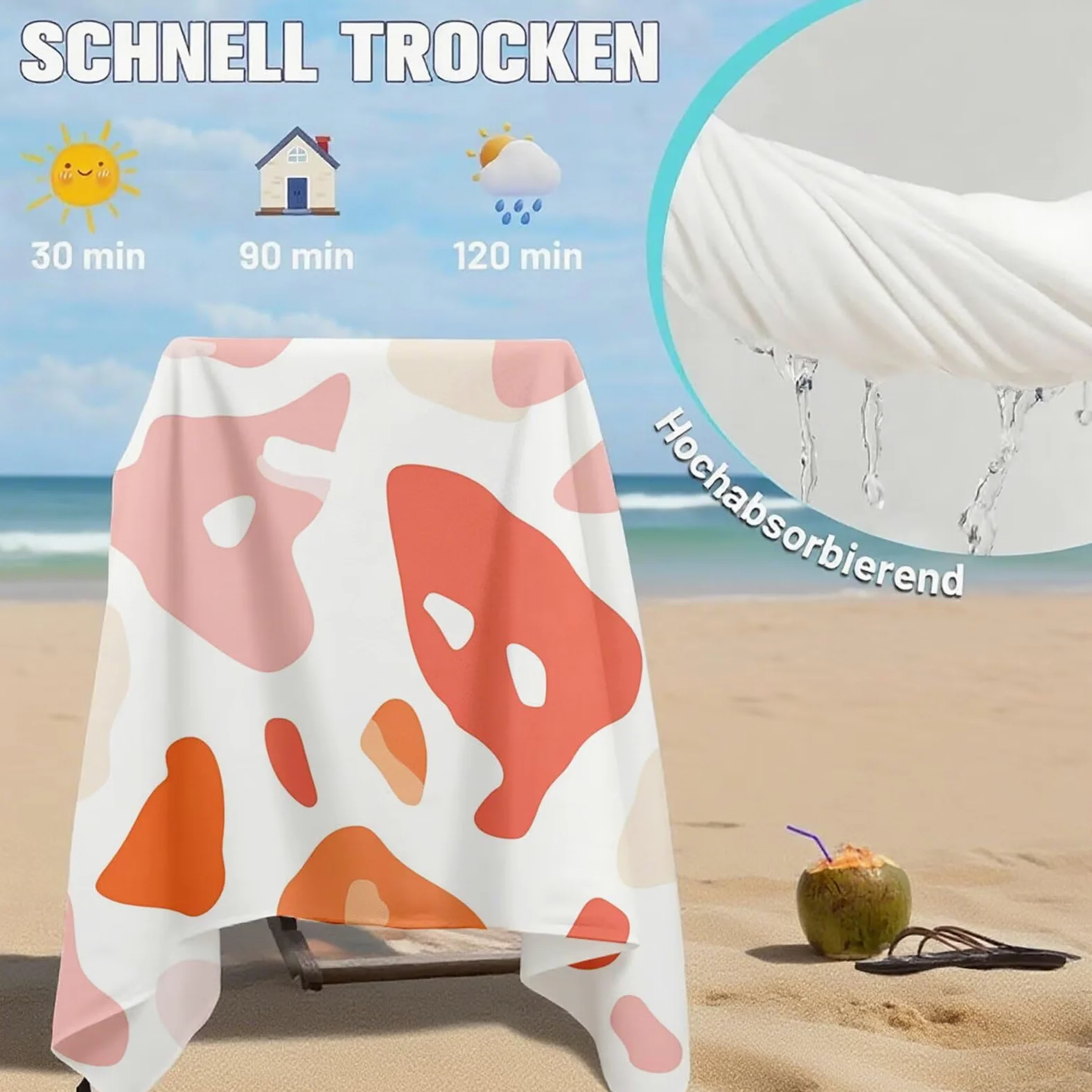 Serviette de Plage XXL 90x200,Rose Serviette Plage Microfibre avec Séchage Rapide, Anti-Sable, Absorbante Fonction Design pour Vacances Piscine Pique-Nique Voyages Yoga, Cadeau Femme 2 Pack Q-637