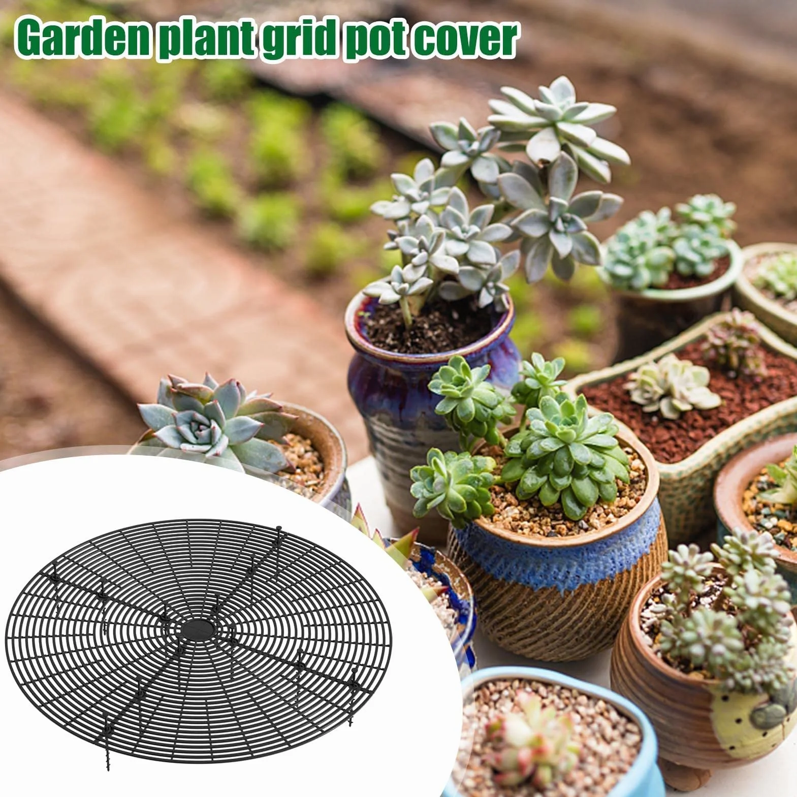 Grilles de Protection pour Pot de Fleurs Anti-Chat Anti-Chiens Sécurité Bébé Diamètre 52 cm Noir