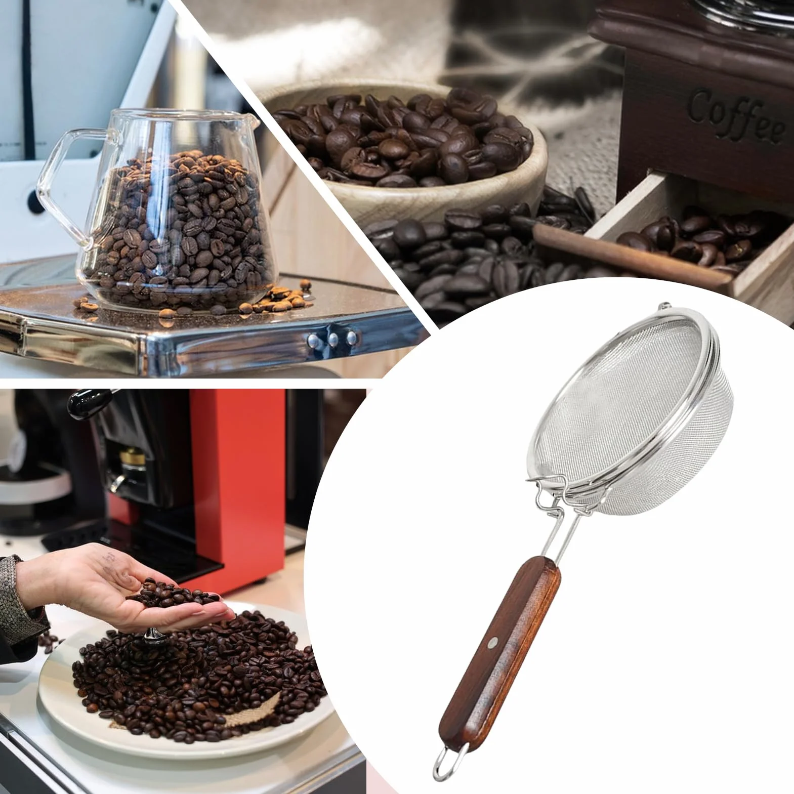Torréfacteur à grains de café en acier inoxydable - Machine à torréfier compacte avec poignée résistante à la chaleur